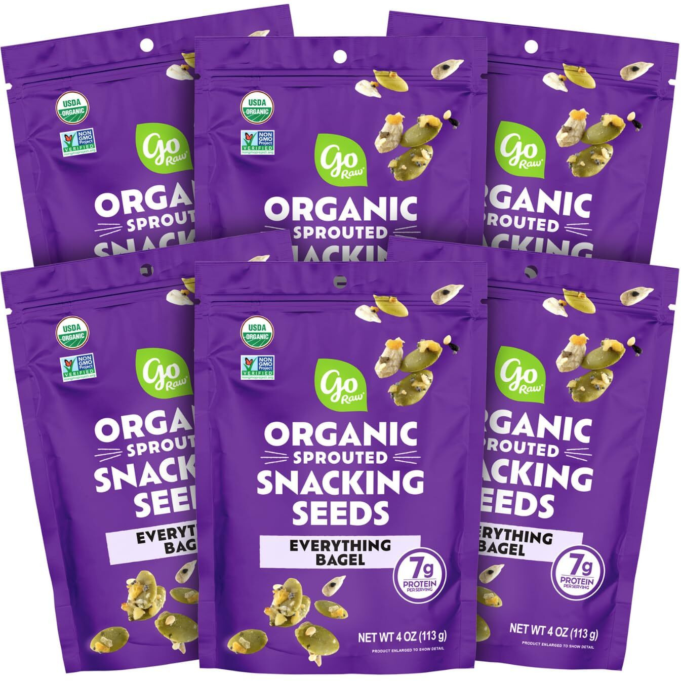 Go Raw Organic Sprouted Everything Bagel Snacking Seeds, 4 Oz, 6 Pack, Pumpkin & Sunflower Seeds, Keto, Kosher