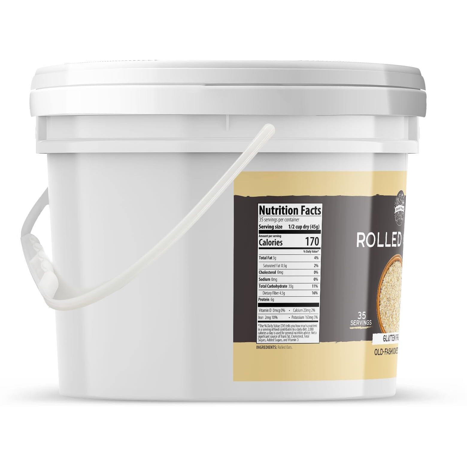 Birch & Meadow 1 Gallon Of Gluten-Free Rolled Oats, Food Storage, Old-Fashioned Oats