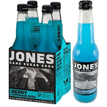 Jones Soda Co. Berry Lemonade Soda Flavor | 100% Cane Sugar Soda | Craft Soda Pop | Soda Soft Drinks | 12 Oz Glass Bottle Soda (4 - Pack)
