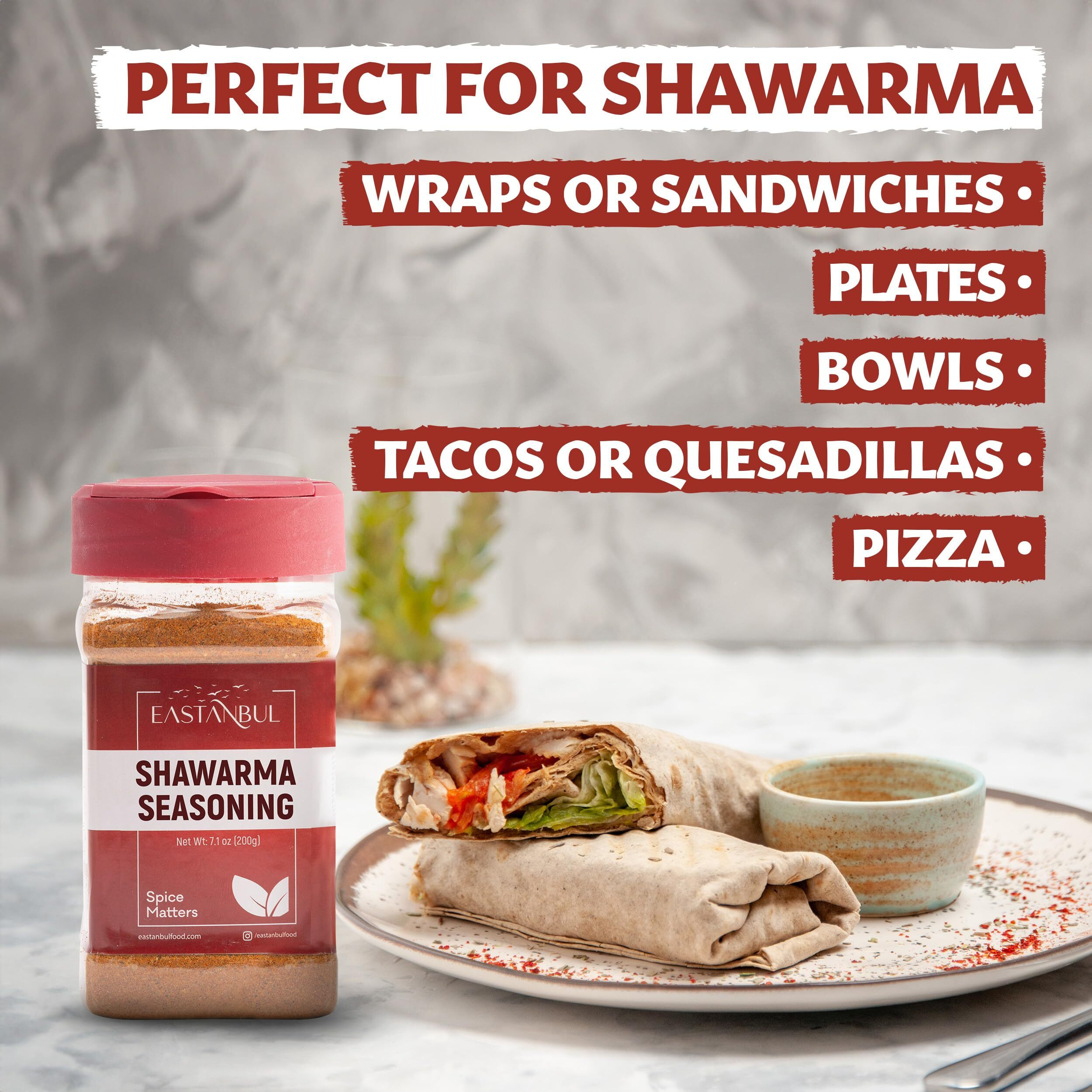 Eastanbul Shawarma Seasoning 7.1Oz Shawarma Spice Blend, All-In-One Baharat Spice Blend Of Middle Eastern Spices & Mediterranean Spices, Perfect For Meat, Vegetables And Chicken Shawarma Seasoning