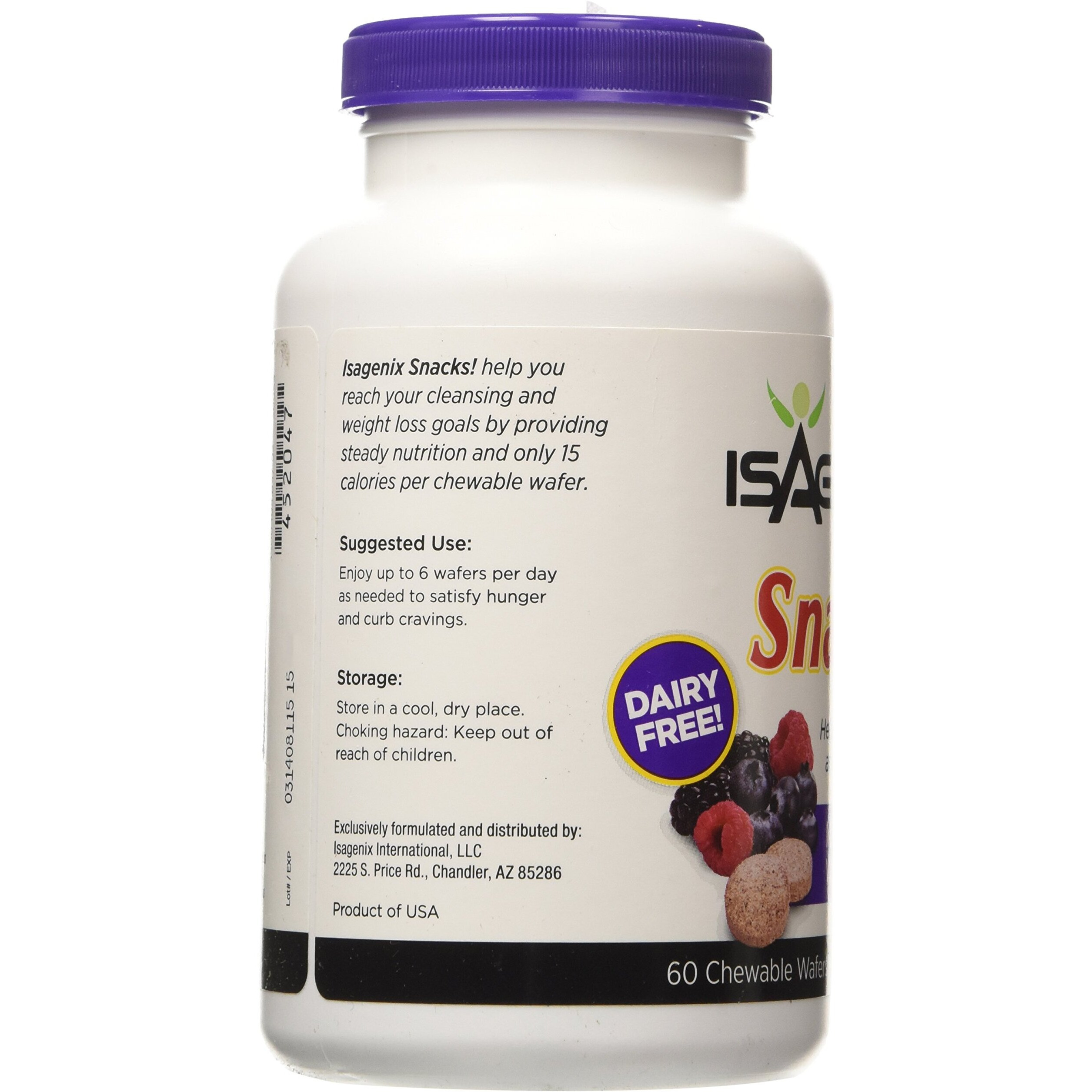 Isagenix Snacks 60 Natural Wild Berry Chewable Wafers 7.5 Oz (214 G)