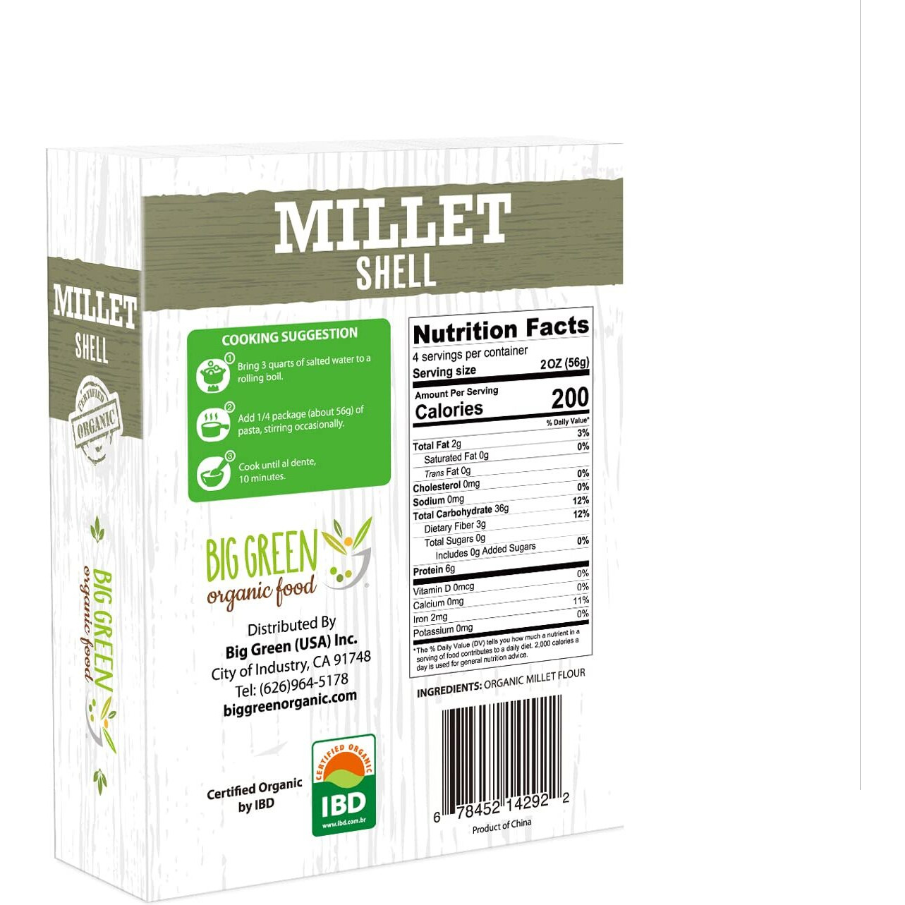 Big Green Organic Food- Organic Millet Shell, Gluten-Free, Lectin-Free, Non-Gmo, Vegan, Wheat And Rice Alternative, 8.8Oz (1 Pack)
