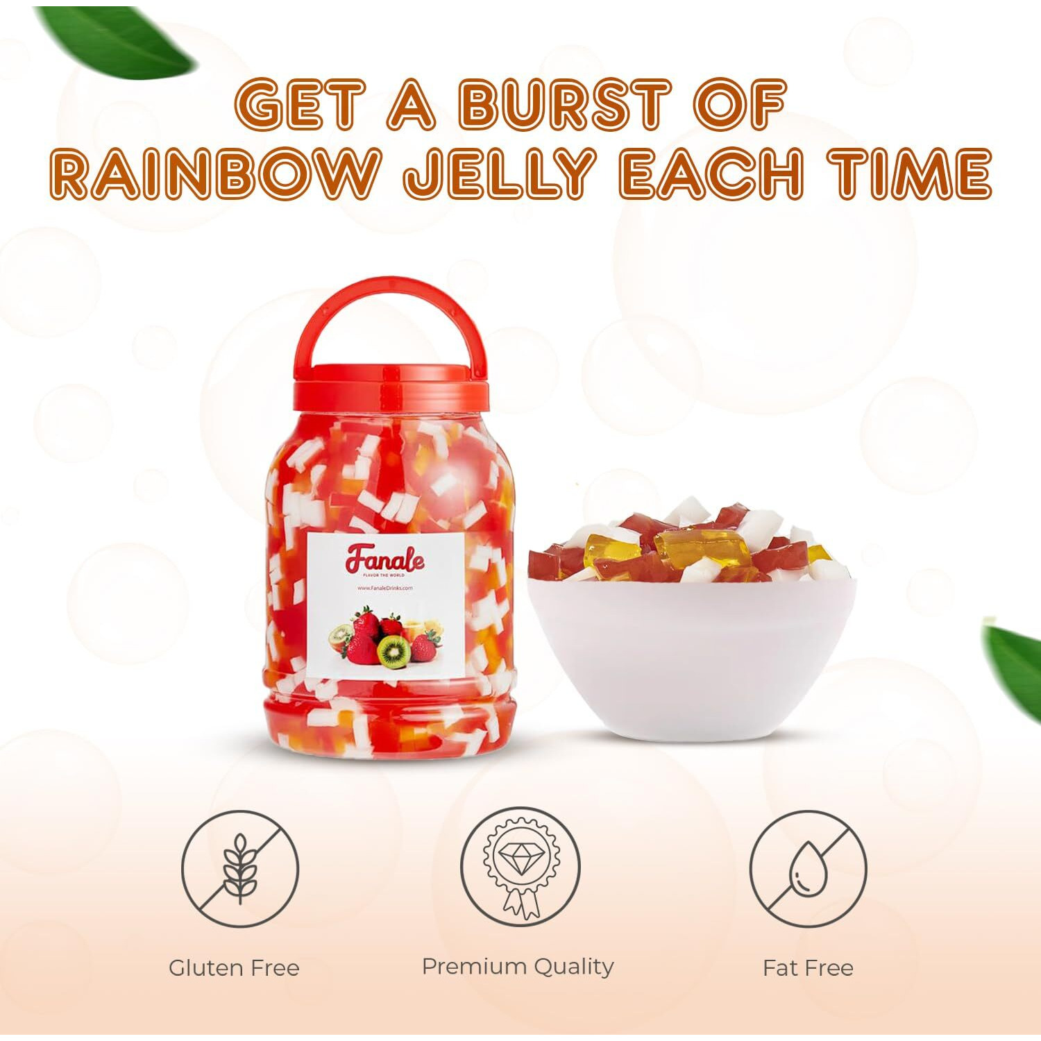 Fanale Coconut Jelly Topping Nata De Coco For Bubble Tea 8.3 Lb | Rainbow Jelly | For Boba Tea, Smoothies, Slushes, Desserts | 8.3 Pound (Pack Of 4) | Jel001-Cs