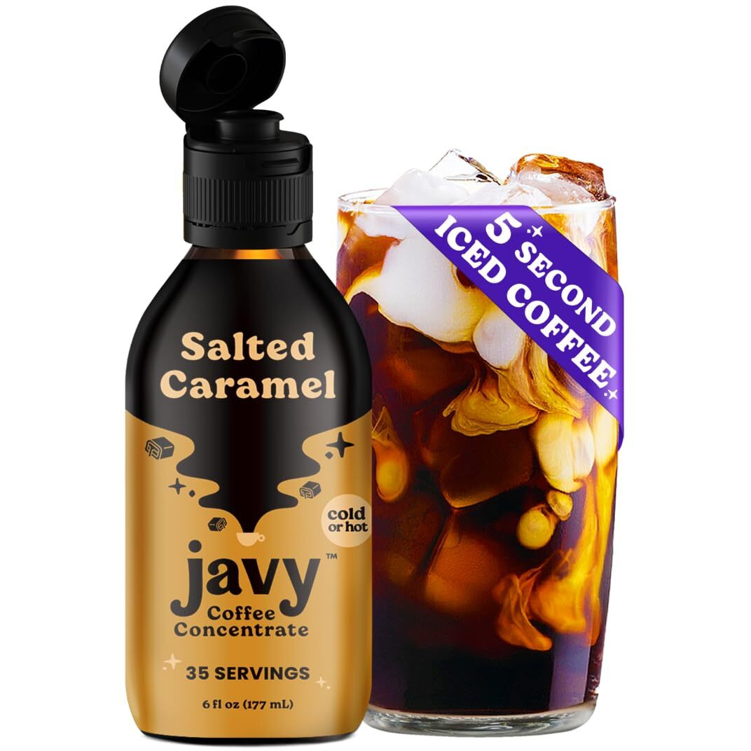 Javy Coffee Concentrate - Cold Brew Coffee, Perfect For Instant Iced Coffee, Cold Brewed Coffee And Hot Coffee, 35 Servings - Salted Caramel
