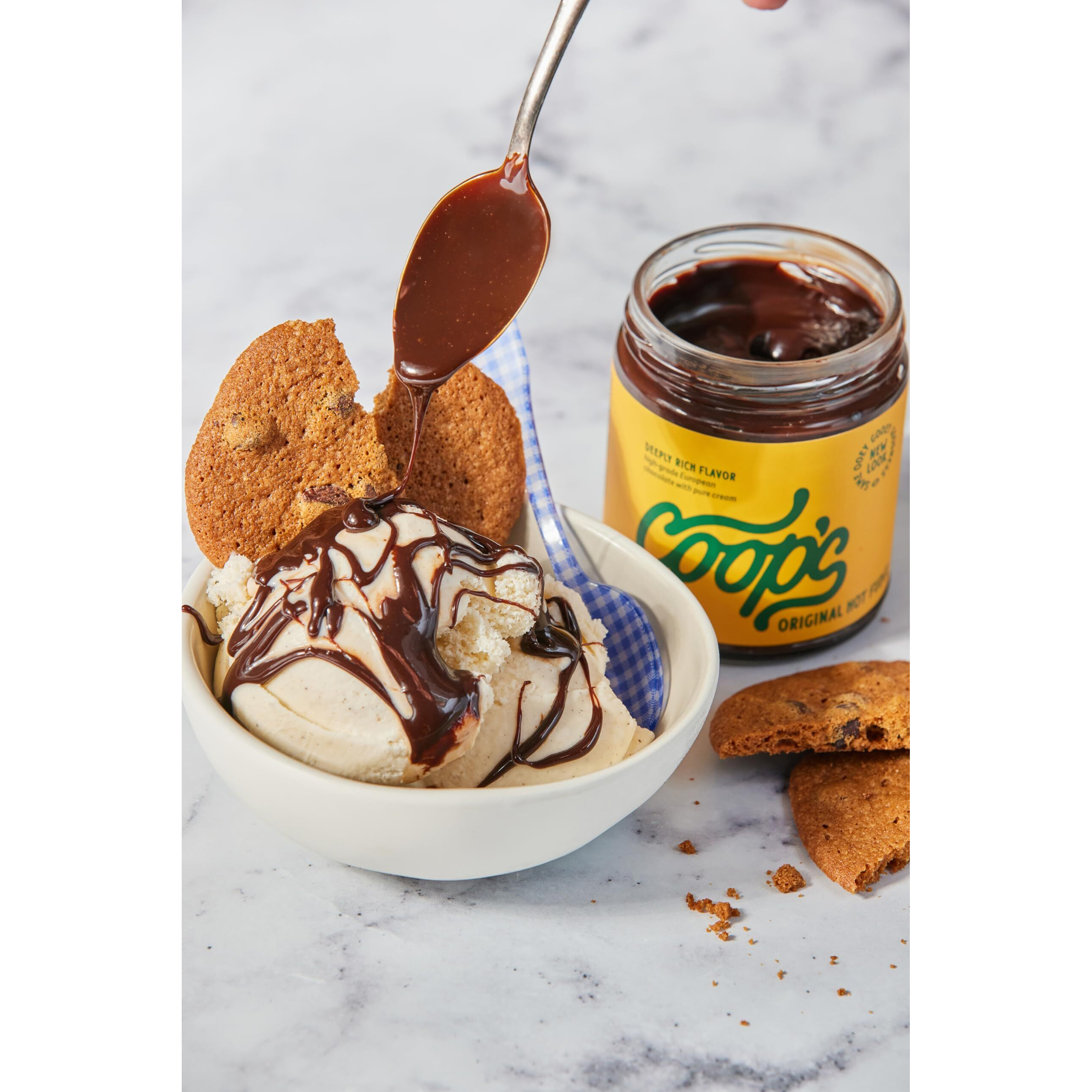 Coop's Original Hot Fudge Gourmet, All Natural, Handcrafted, Gluten Free, Non-Gmo, Chocolate Ice Cream Toppings, Sundae, Desserts, 10 Ounce