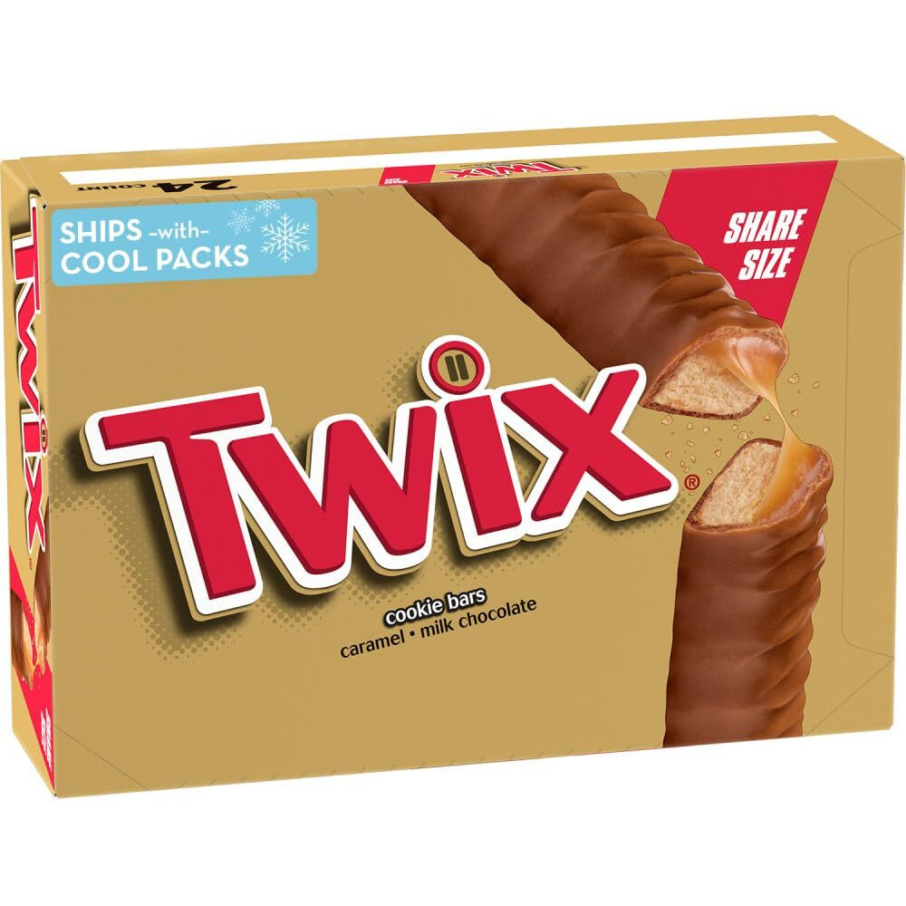Twix Caramel Chocolate Cookie Candy Bar Bulk Pack, Share Size, 3.02 Oz Bar (Pack Of 24)