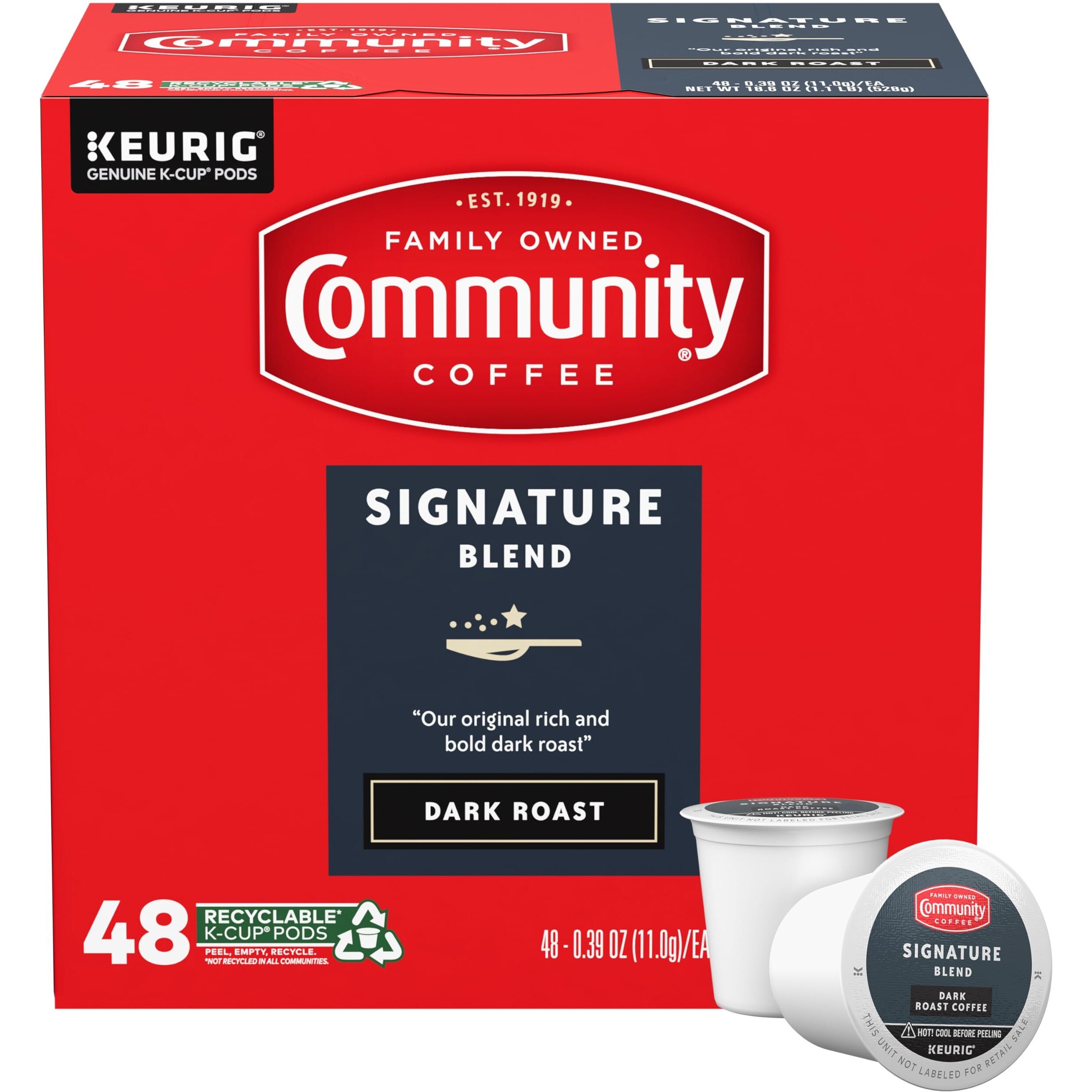 Community Coffee Signature Blend Dark Roast Single-Serve Keurig K-Cup Pods 48 Count (Pack Of 1)