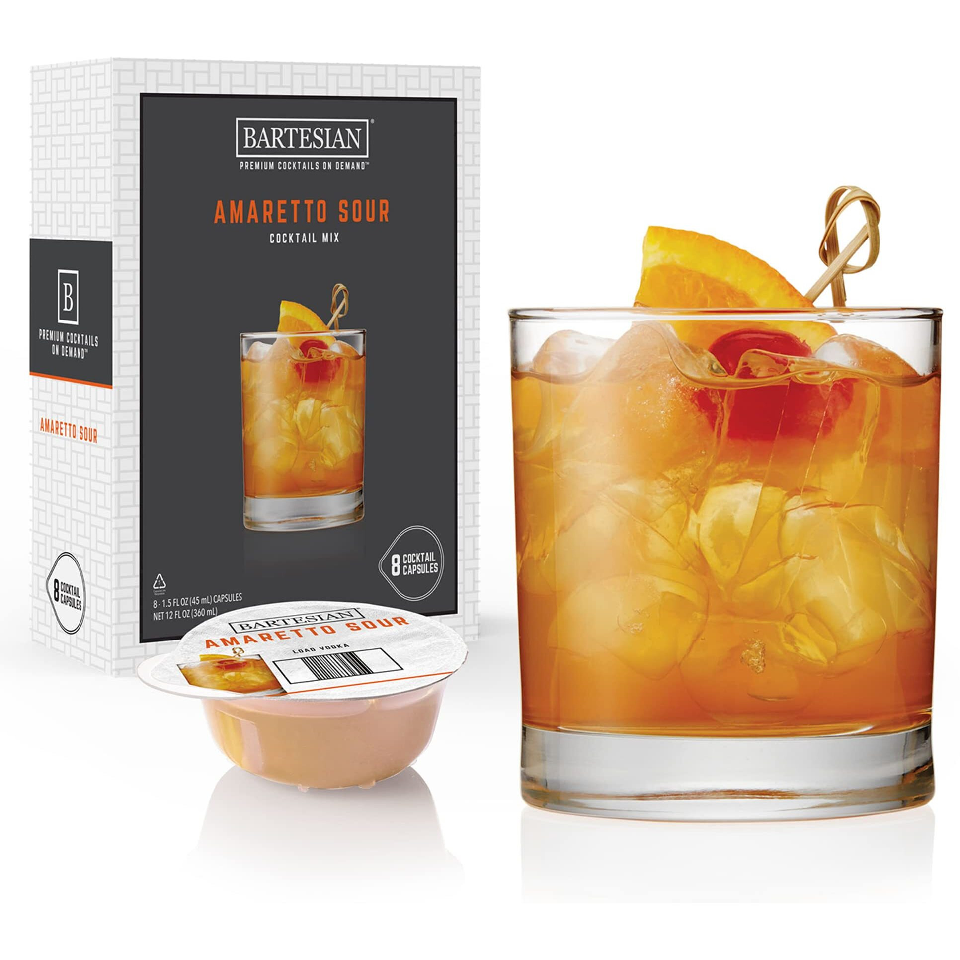 Bartesian Amaretto Sour Cocktail Mixer Capsules, Pack Of 8 Cocktail Capsules, For Bartesian Premium Cocktail Maker (55414)