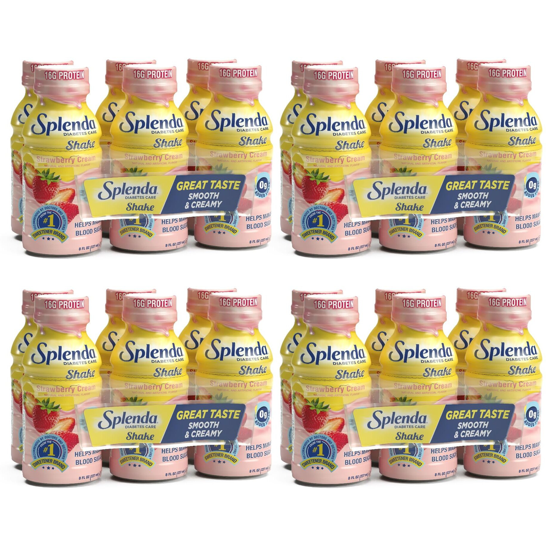 Splenda Diabetes Care Shakes - Meal Replacement Shake, Strawberry Cream, 8 Fl Oz (Pack Of 24)