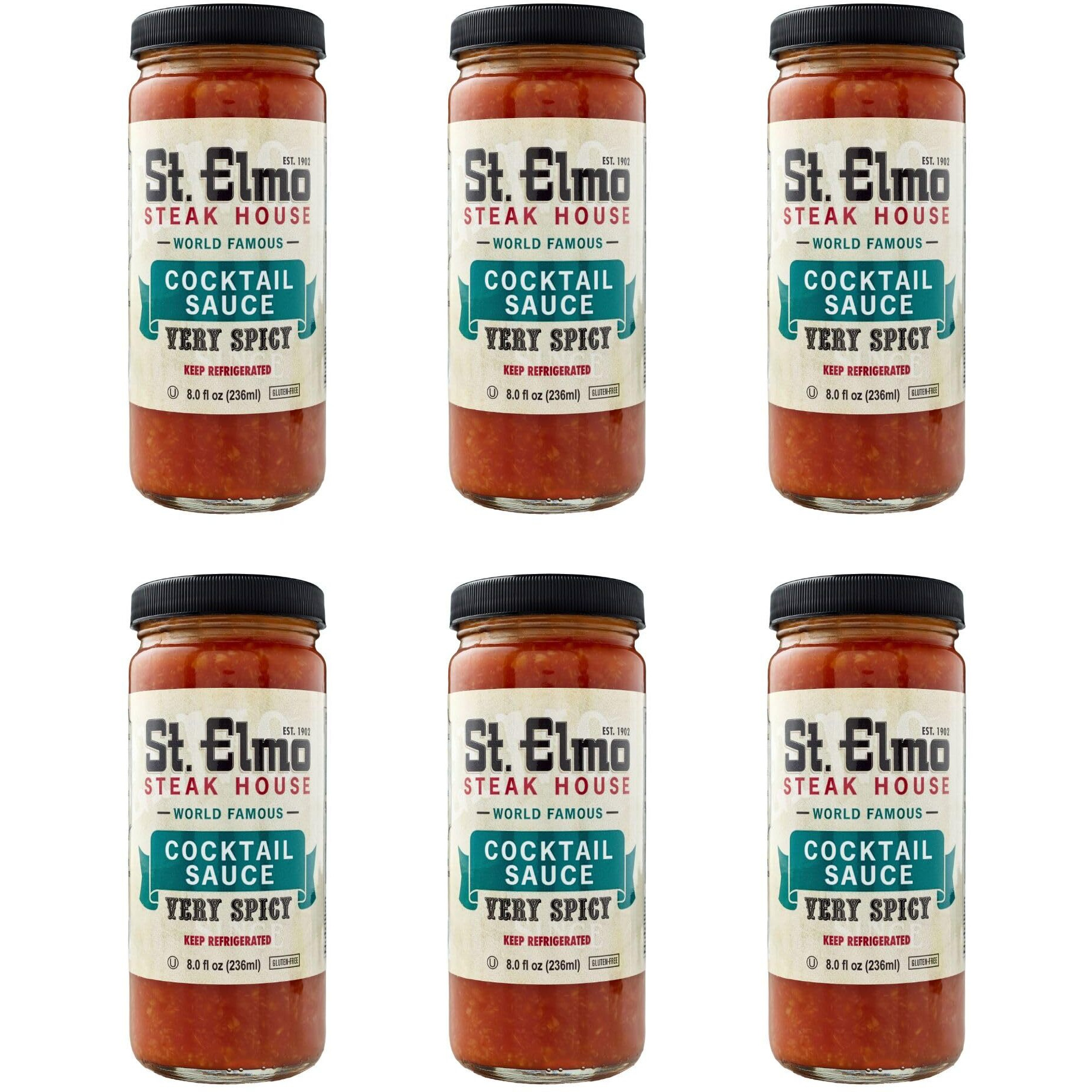 St. Elmo Cocktail Sauce, Extra Spicy Seafood Sauce And Cocktail Sauce For Shrimp, World Famous, 8 Fl Oz (6 Pack)