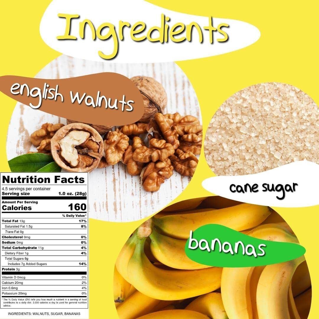 Crazy Go Nuts Walnuts - Banana, 4.5 Oz (3-Pack) - Healthy Snacks, Vegan, Gluten Free, Superfood - Natural, Non-Gmo, Ala, Omega 3 Fatty Acids, Good Fats, And Antioxidants