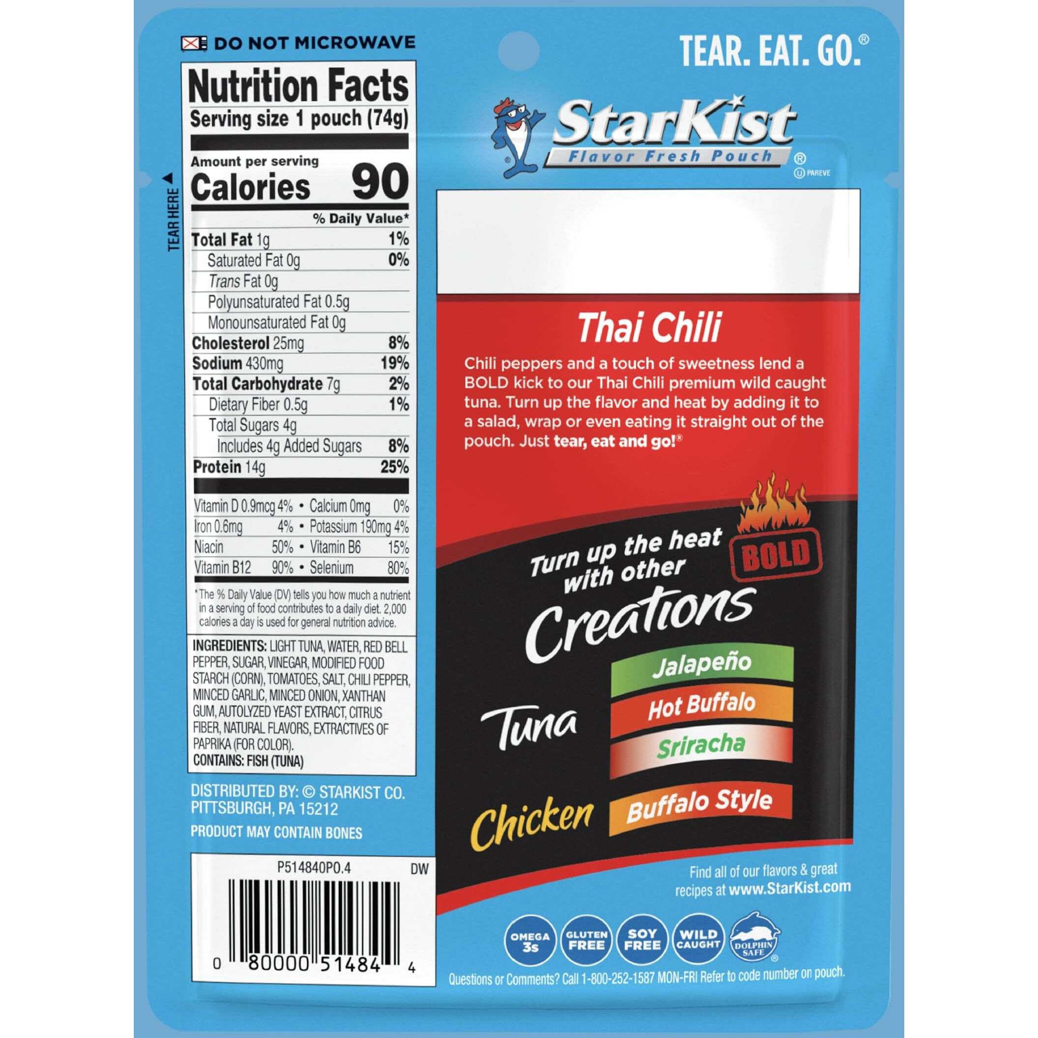 Starkist Tuna Creations Bold Thai Chili Style, Packaging May Vary, 2.6 Oz, Pack Of 24