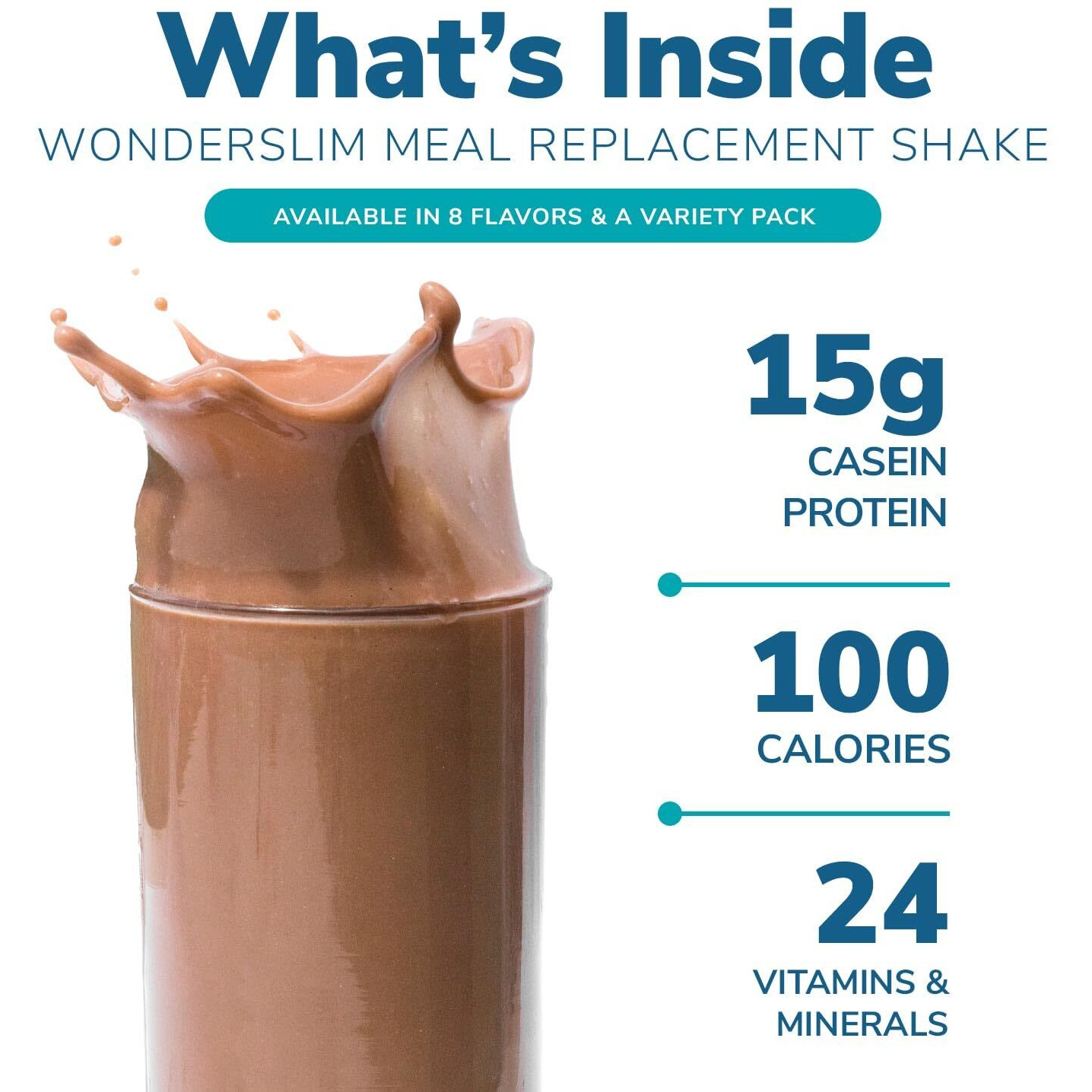 Wonderslim Meal Replacement Shake, Chocolate Salted Caramel, 15G Protein, 24 Vitamins & Minerals, Gluten Free, Low Carb (7Ct)