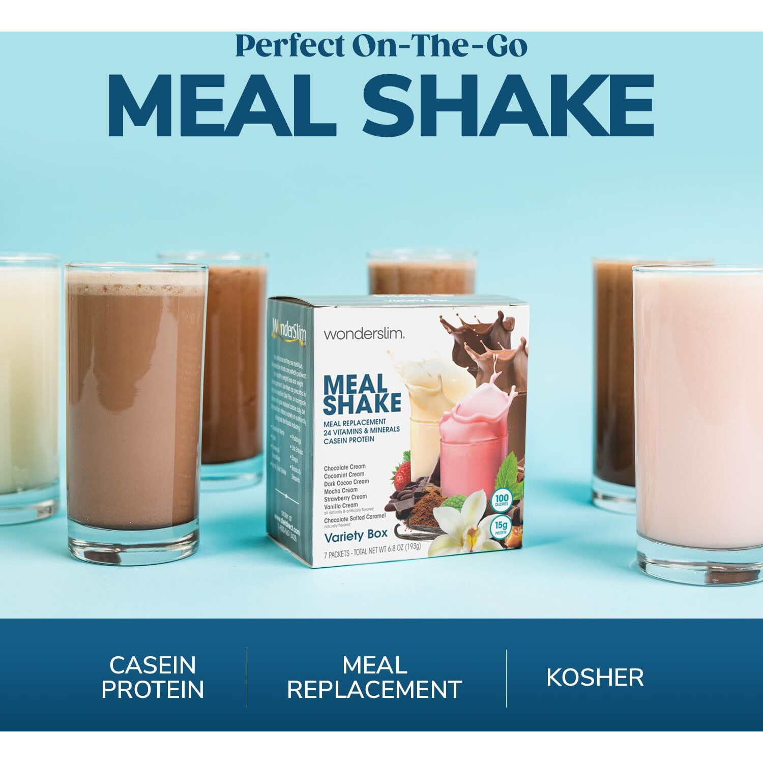 Wonderslim Meal Replacement Shake, Chocolate Salted Caramel, 15G Protein, 24 Vitamins & Minerals, Gluten Free, Low Carb (7Ct)