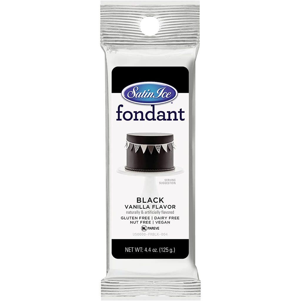 Satin Ice Fondant, Black, 4.4 Ounce