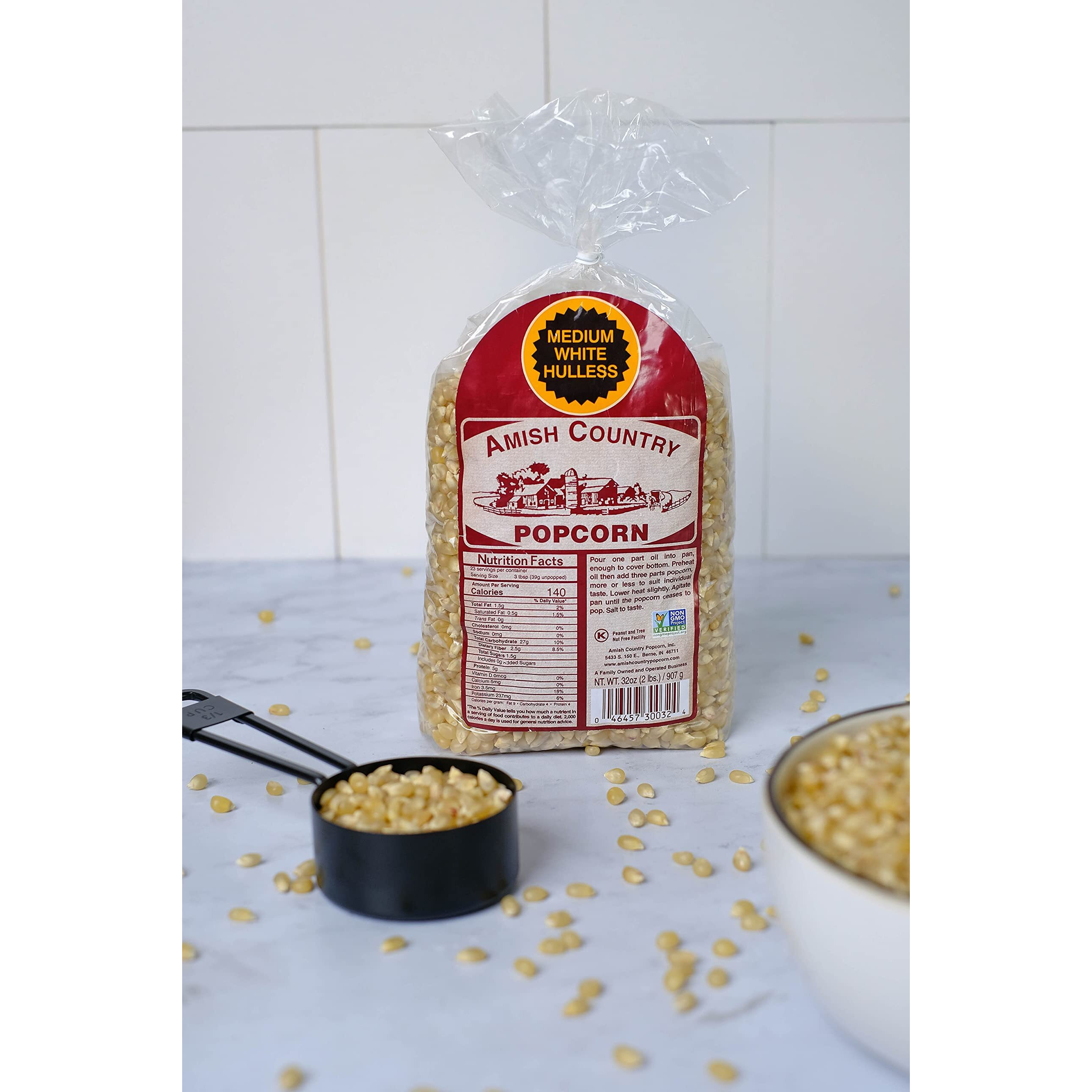 Amish Country Popcorn | 2 Lb Medium White Popcorn | Old Fashioned, Non-Gmo And Gluten Free (2Lb Bags)