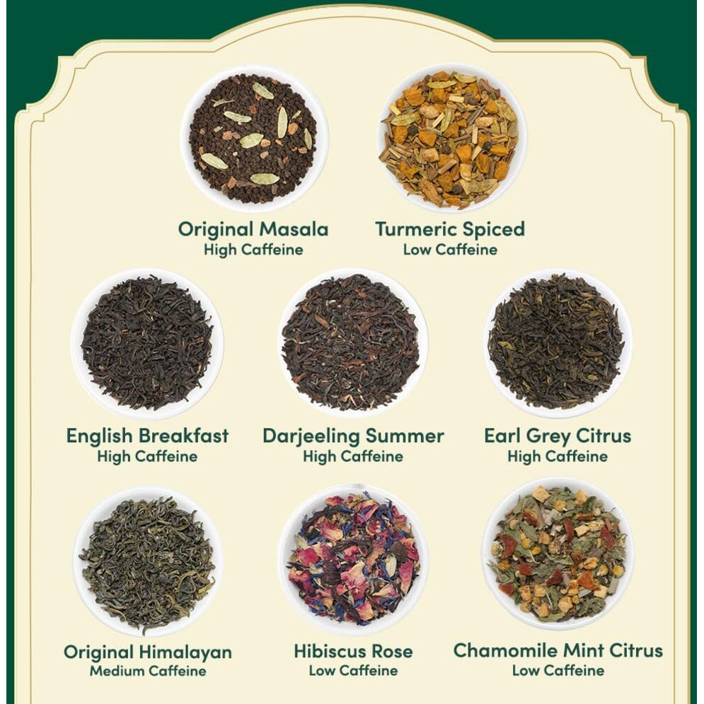 Vahdam, Founder's Select - Assorted Tea In Presentation Box - 8 Flavors, 40 Pyramid Tea Bags | Long Leaf Pyramid Tea Variety Pack | Premium Tea Gifts | Gifts For Women & Men