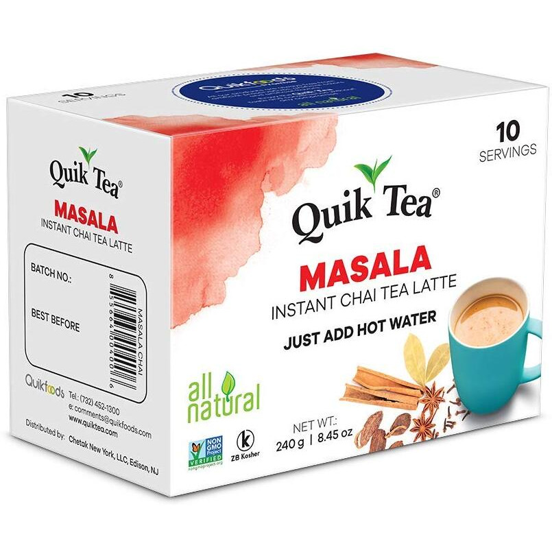 Quiktea Chai Tea Latte 4 Flavor Variety Pack, Cardamom/Masala/Ginger/Lemongrass, 34 Oz