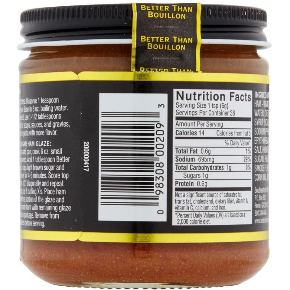 Better Than Bouillon Premium Ham Base, Made With Seasoned Ham, Blendable Base For Added Flavor, 38 Servings Per Jar, 8-Ounce Jar (Pack Of 1)