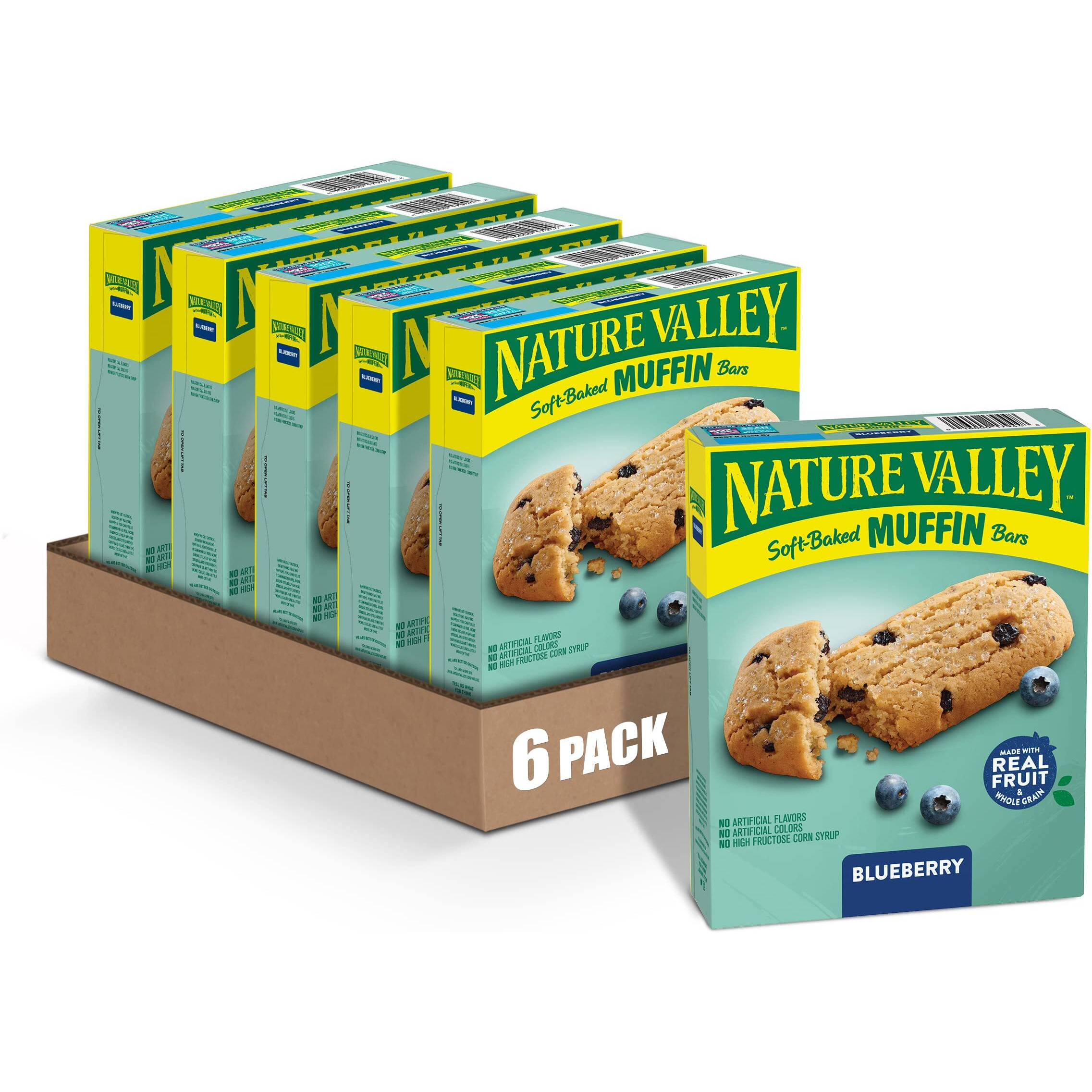 Nature Valley Soft-Baked Muffin Bars, Blueberry, Snack Bars, 5 Bars, 6.2 Oz (Pack Of 6)