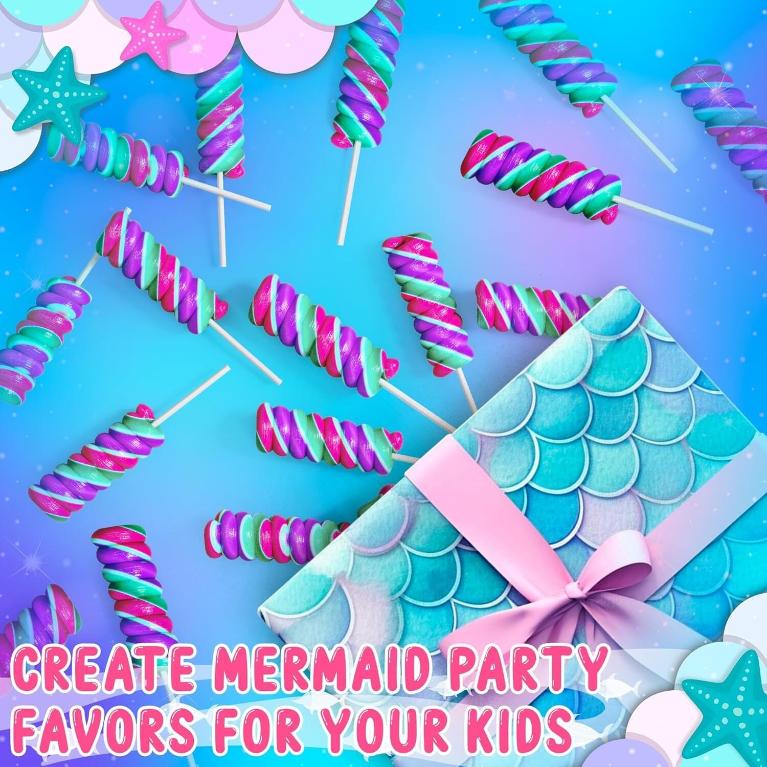 Mermaid Lollipops 100Pk- Swirl Lollipops Mermaid Candy For Little Mermaid Party Favors & Mermaid Party Supplies - Mermaid Suckers, Mermaid Snacks & Mermaid Treats