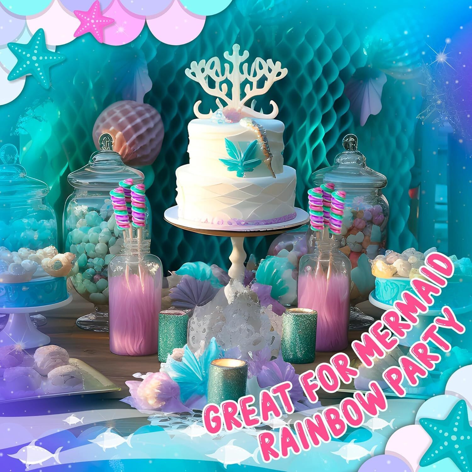 Mermaid Lollipops 100Pk- Swirl Lollipops Mermaid Candy For Little Mermaid Party Favors & Mermaid Party Supplies - Mermaid Suckers, Mermaid Snacks & Mermaid Treats