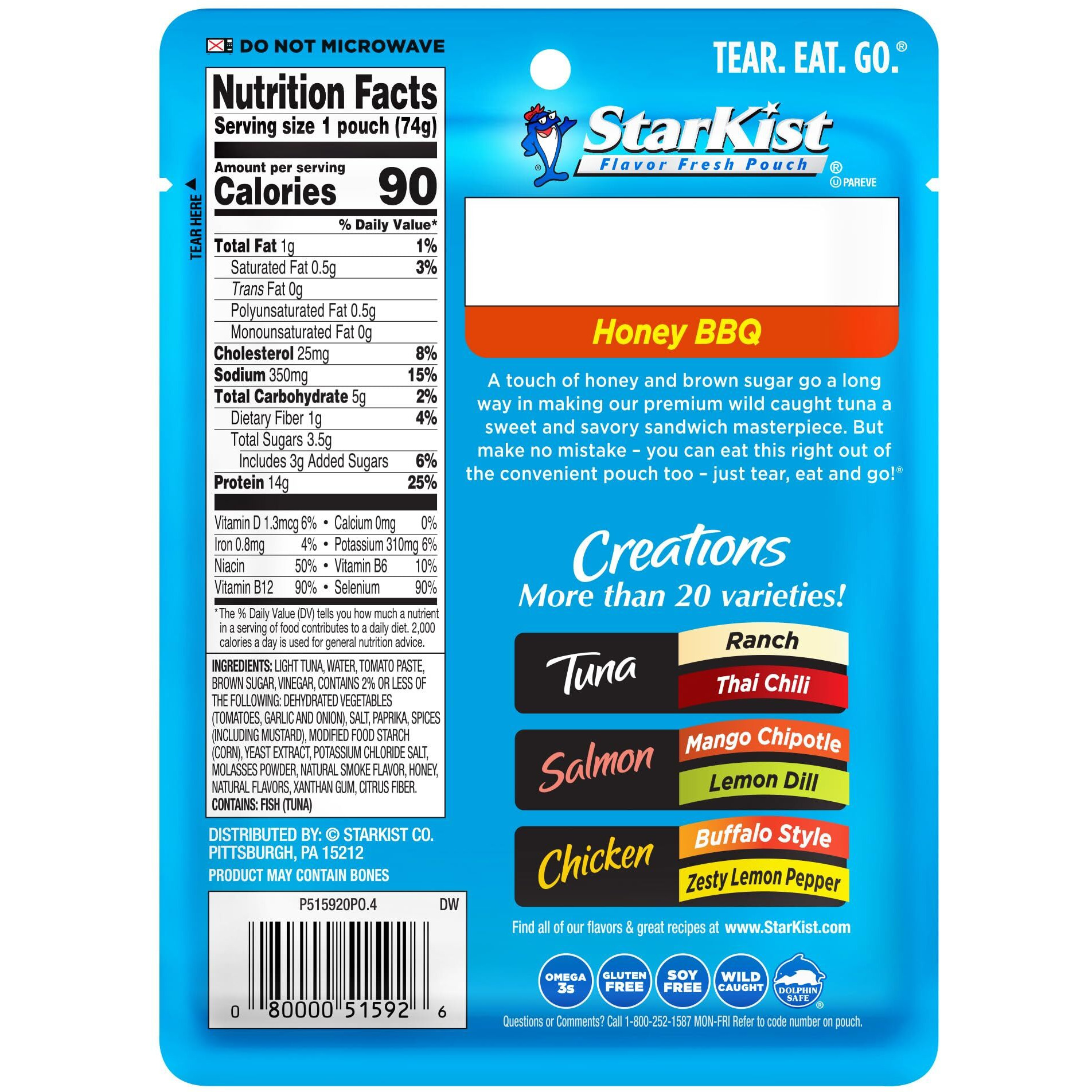 Starkist Tuna Creations Honey Bbq, 2.6 Oz, Pack Of 24