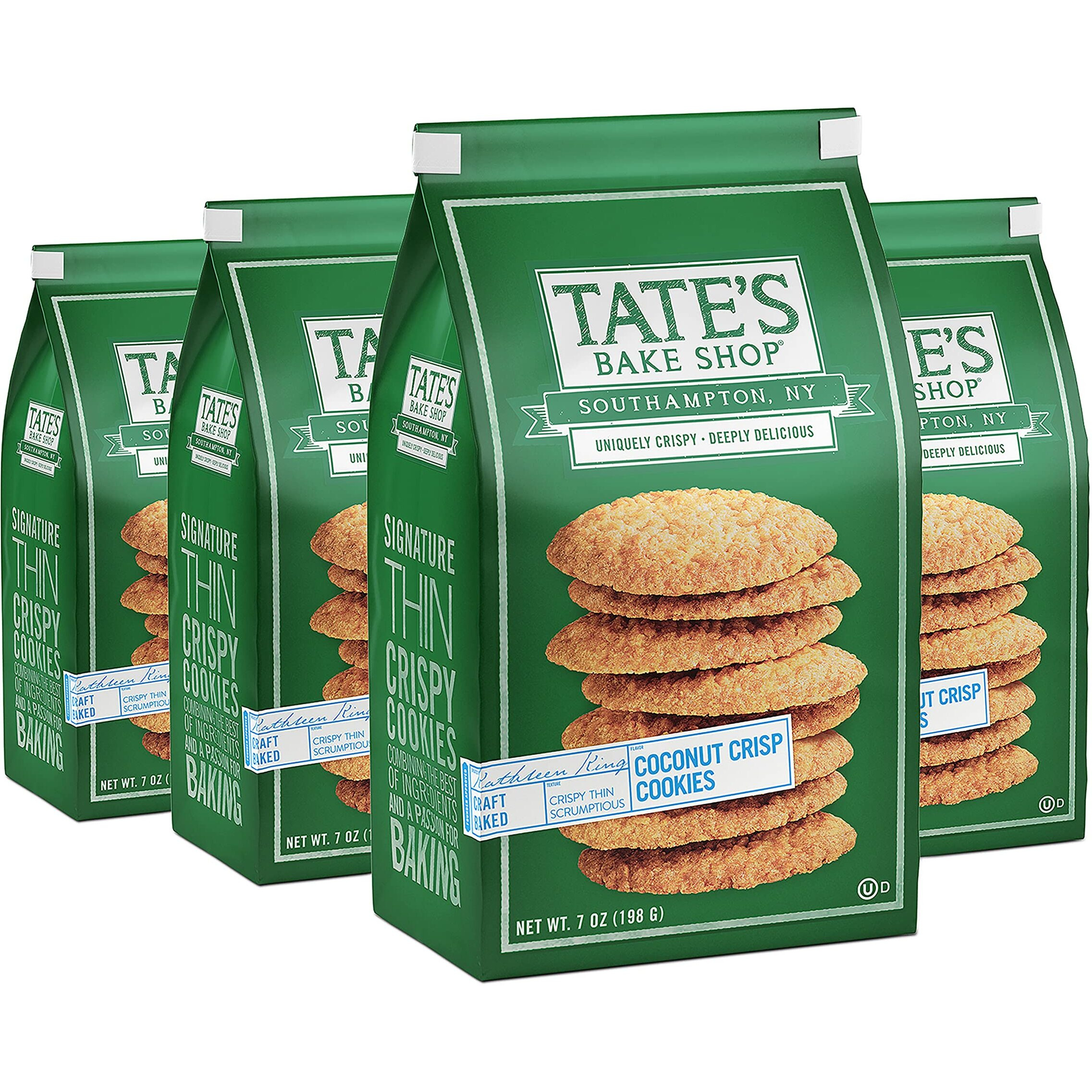 Tate's Bake Shop Coconut Crisp Cookies, 4 - 7 Oz Bags