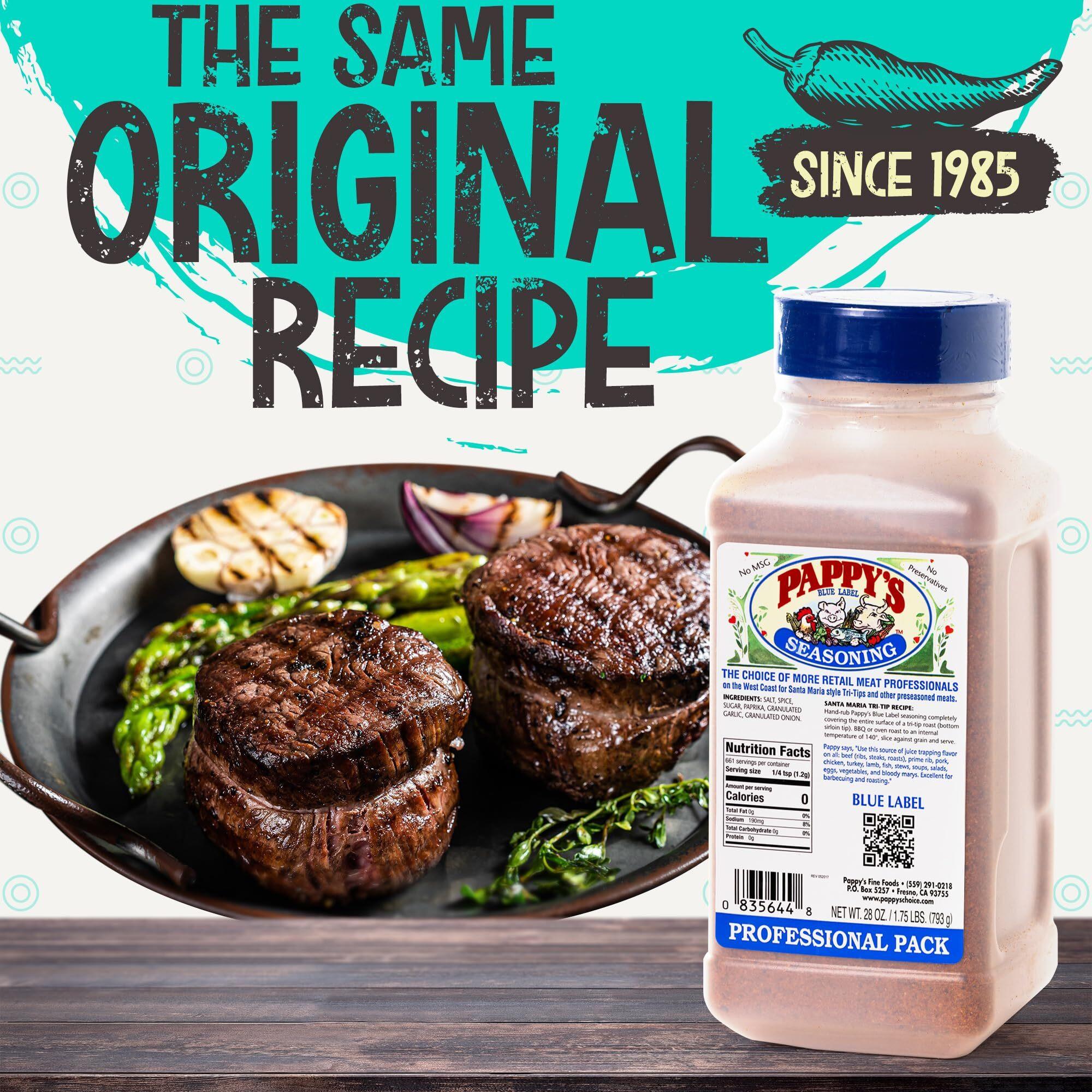 Pappy's Choice Seasonings - Less Salt. Perfect For Bbq And Smoked Brisket, Steak, Beef, Chicken, Fajita, Hogs, Rib, Seafood, Bagel, Popcorn, Jerk, Pizza And More.