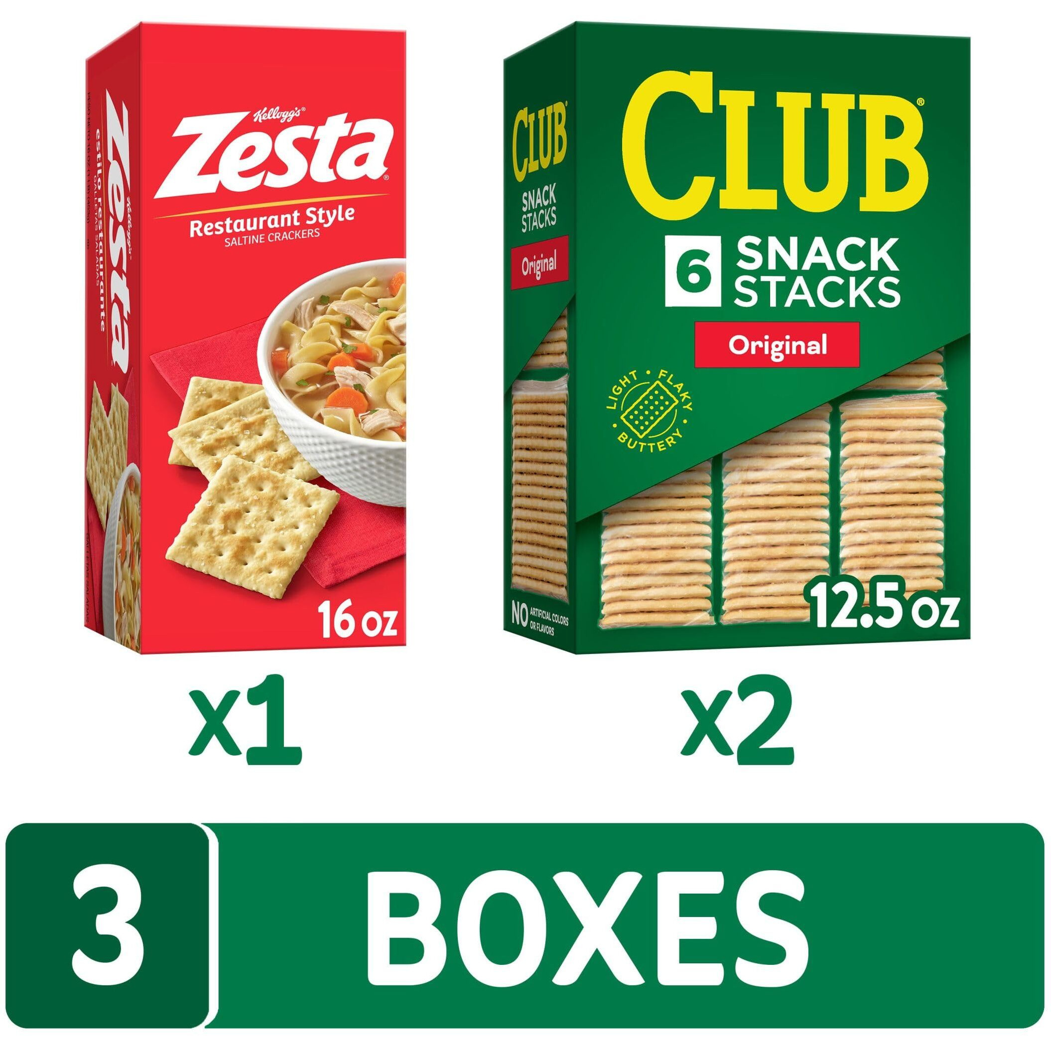 Kelloggs Club And Zesta Crackers, Soup Crackers, Party Snacks, Variety Pack (4 Boxes)