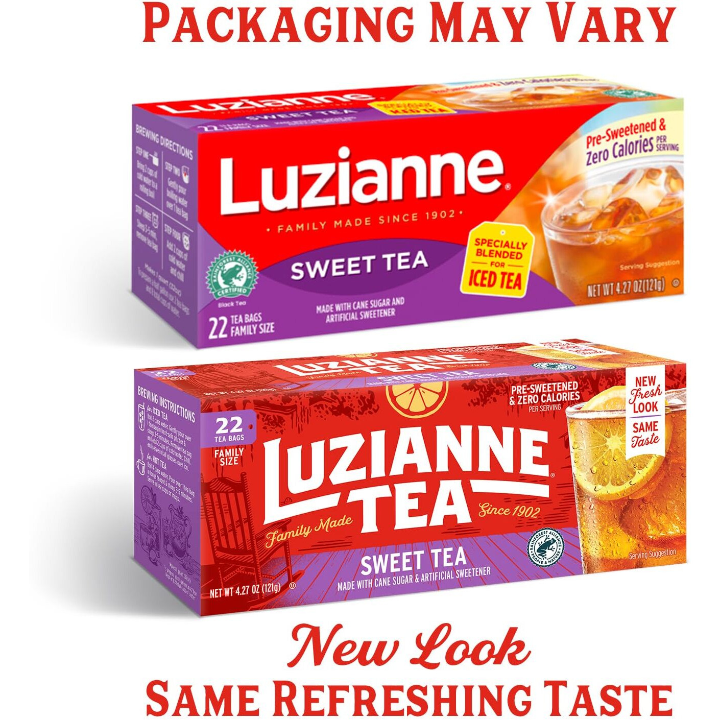 Luzianne Sweet Iced Tea Bags, Family Size, 22Ct Box (Pack Of 6)
