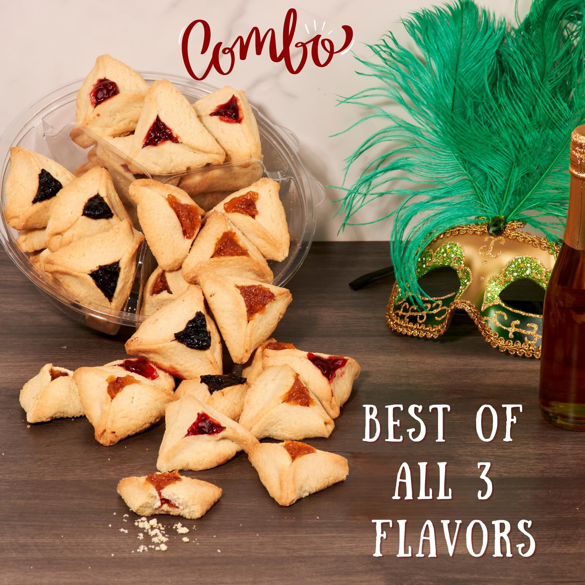 Stern's Bakery Hamentaschen Purim Gifts | Mishloach Manot | Shortbread Cookies With Apricot, Raspberry,Prune Filling |Shalach Manos Purim Basket | Kosher Gourmet Hamentashen Cookies