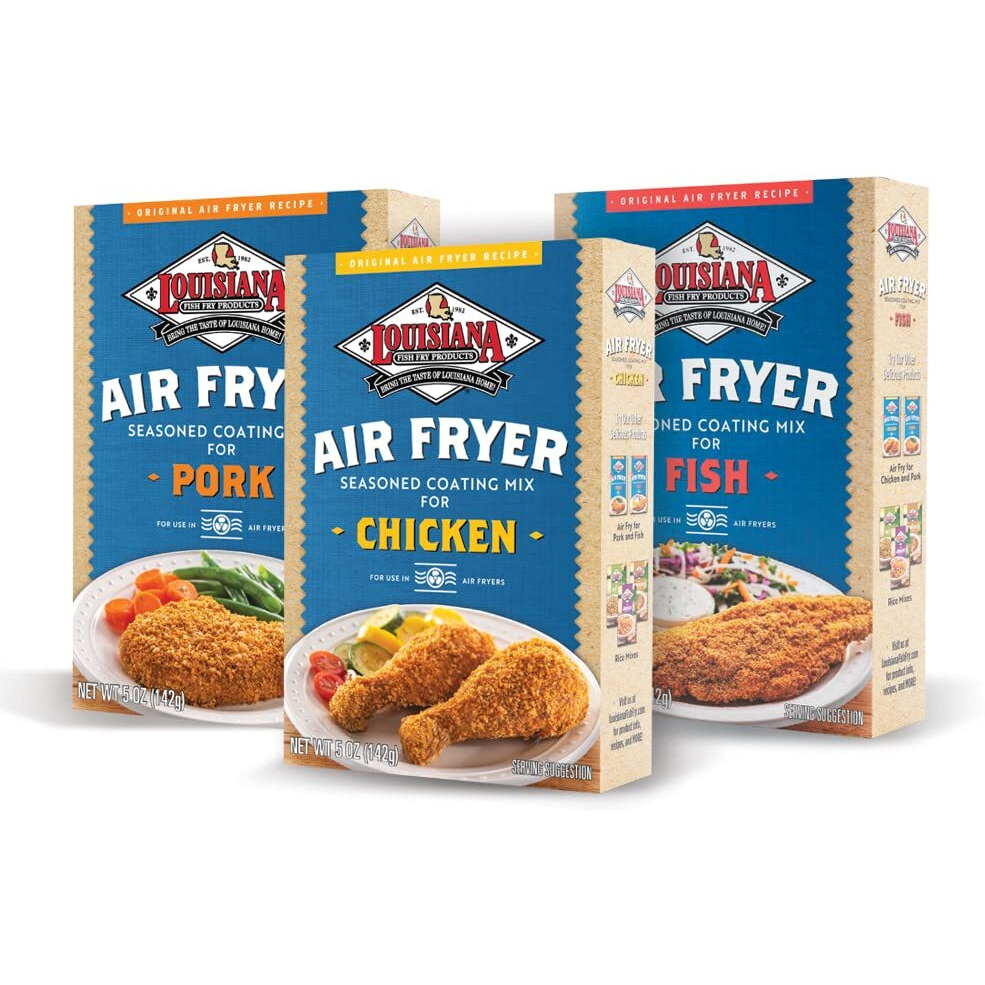 Louisiana Fish Fry Products Louisiana Fish Fry, Air Fry Variety Gift Pack - Chicken, Fish & Pork - 5 Oz (Pack Of 6)