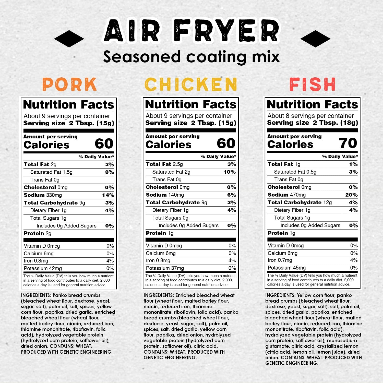 Louisiana Fish Fry Products Louisiana Fish Fry, Air Fry Variety Gift Pack - Chicken, Fish & Pork - 5 Oz (Pack Of 6)