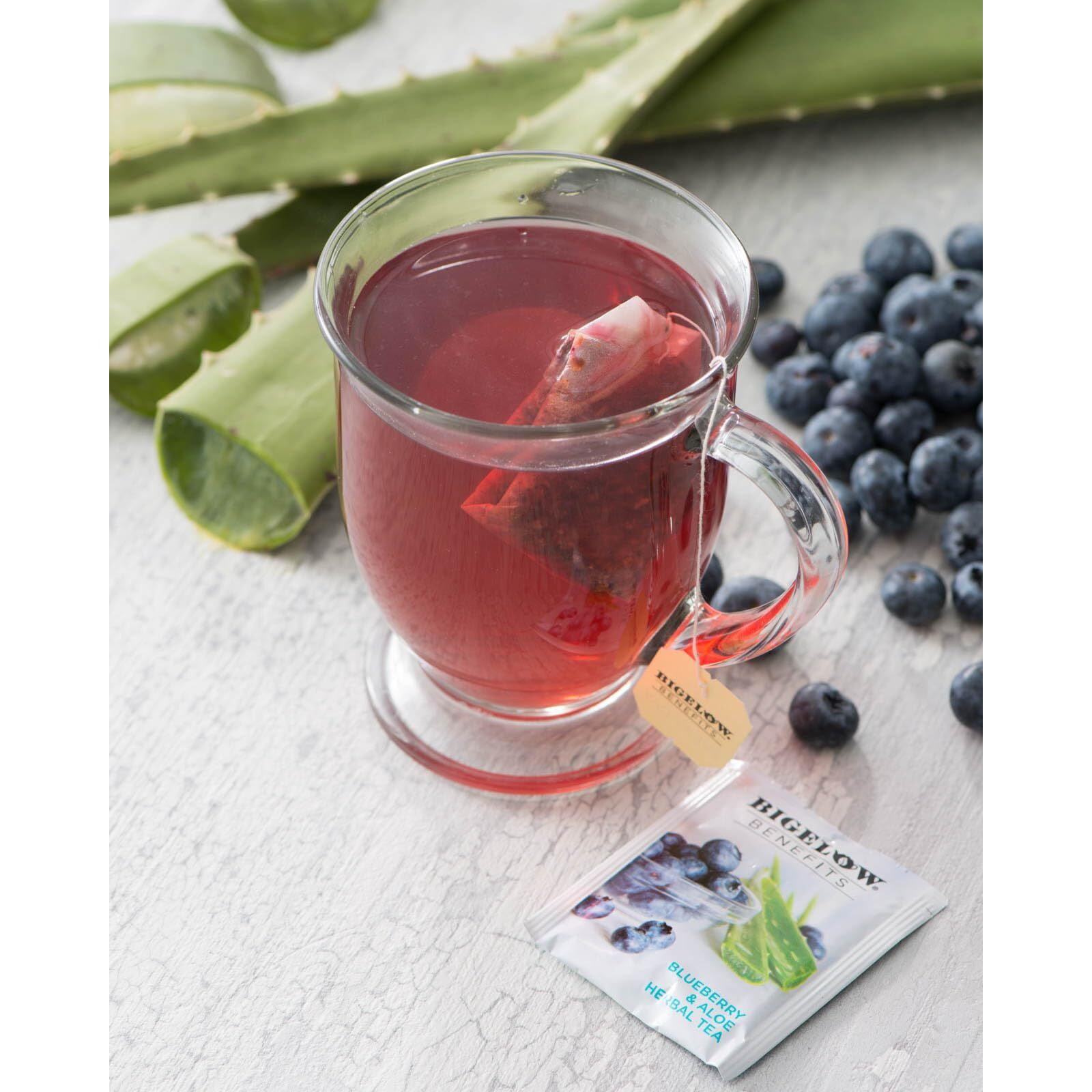Bigelow Benefits Radiate Beauty Blueberry And Aloe Herbal Tea, Caffeine Free, 18 Count (Pack Of 6), 108 Total Tea Bags