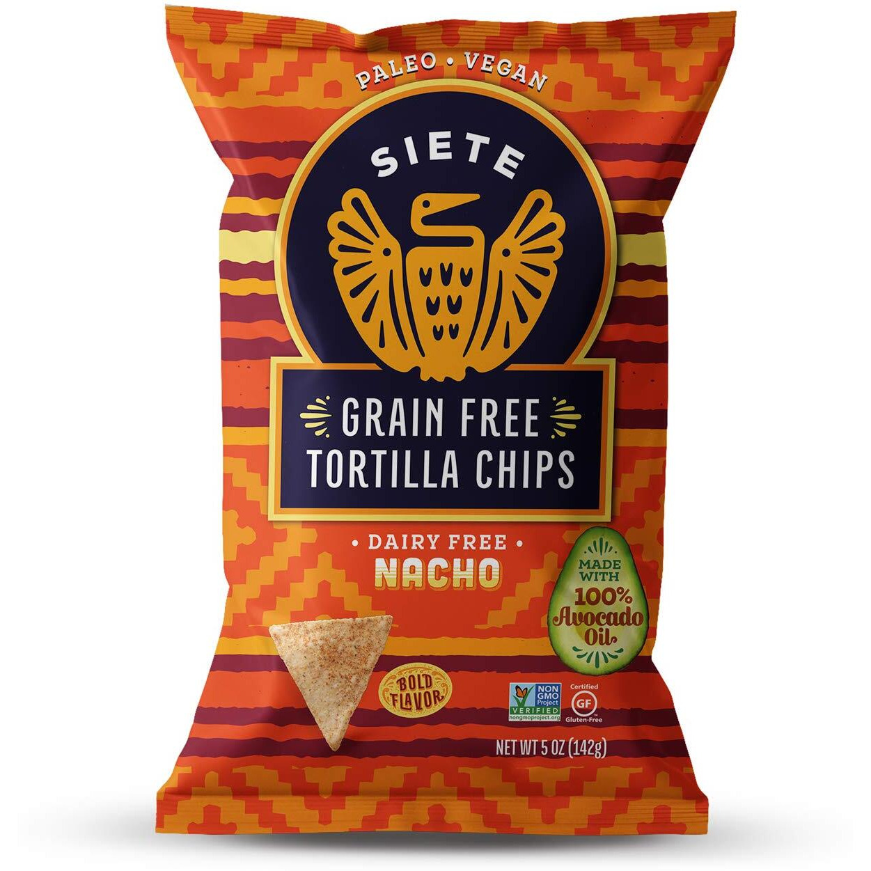 Siete Tortilla Chips | Grain Free | Gluten Free Chips | Paleo & Vegan Snacks | Non Gmo | Nacho, 5 Oz (Pack Of 6)