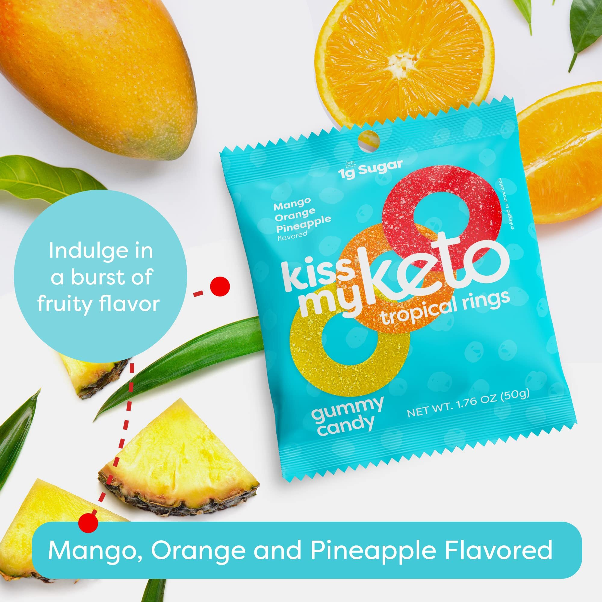 Kiss My Keto Gummies Candy - Low Carb Candy Gummy Rings, Keto Snack Pack - Healthy Candy Gummys - Vegan Candy, Keto Gummy Candy - Keto Candy Gummies (6-Pack)