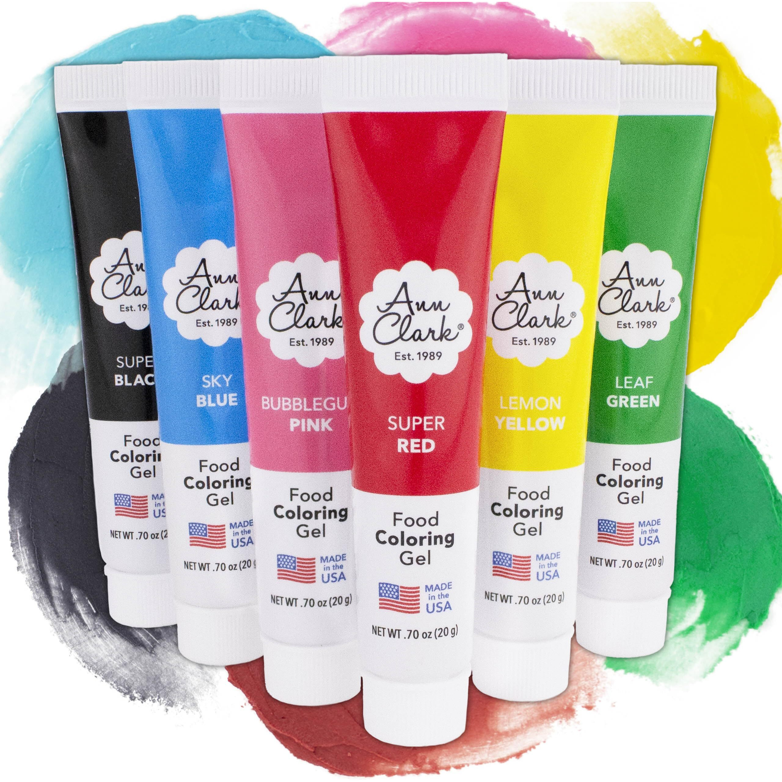 Ann Clark Professional-Grade Gel Food Coloring Made In Usa .7 Oz, 6 Colors