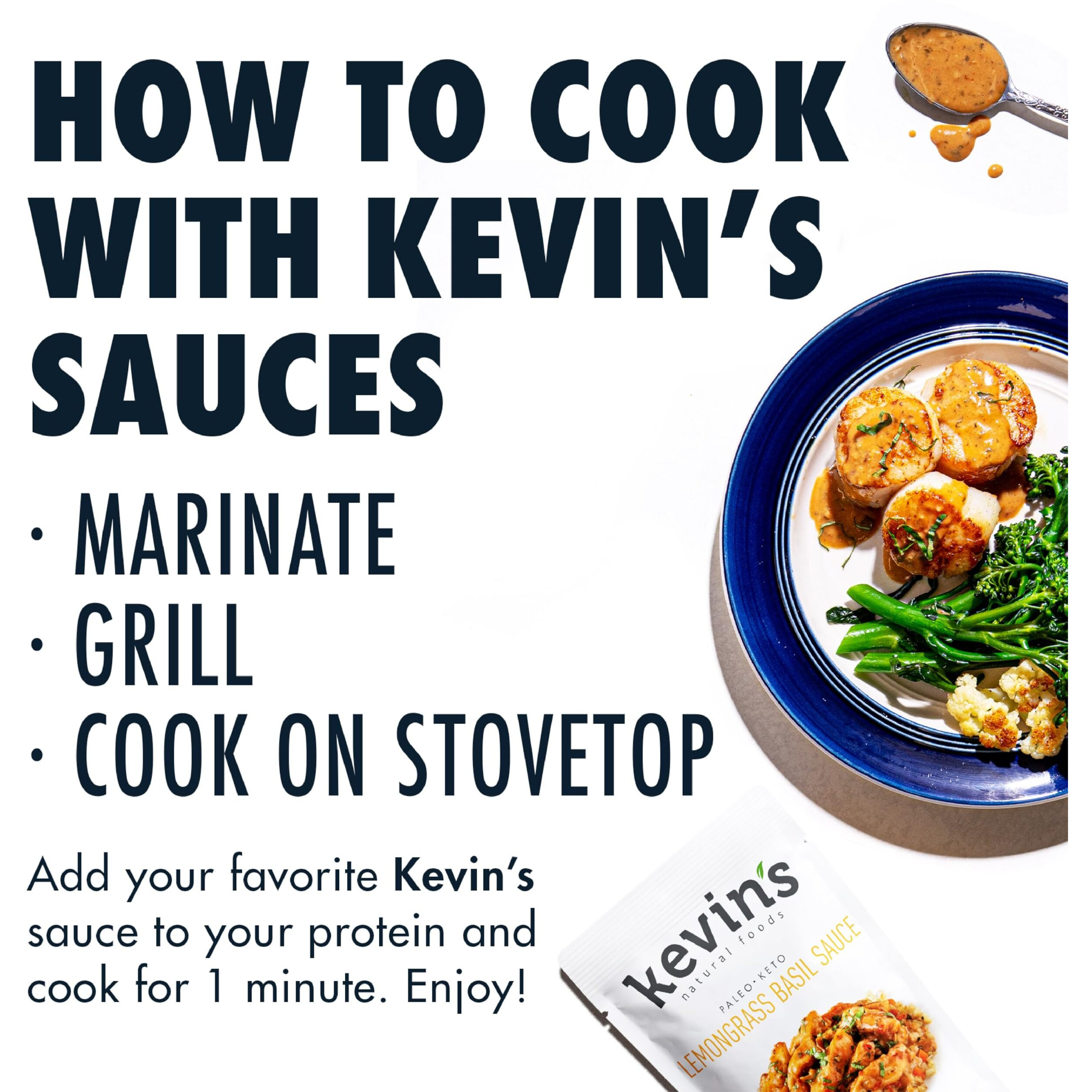 Kevin's Natural Foods Lemongrass Basil Sauce - Keto And Paleo Simmer Sauce - Stir-Fry Sauce, Gluten Free, No Preservatives, Non-Gmo - 3 Pack (Lemongrass Basil)