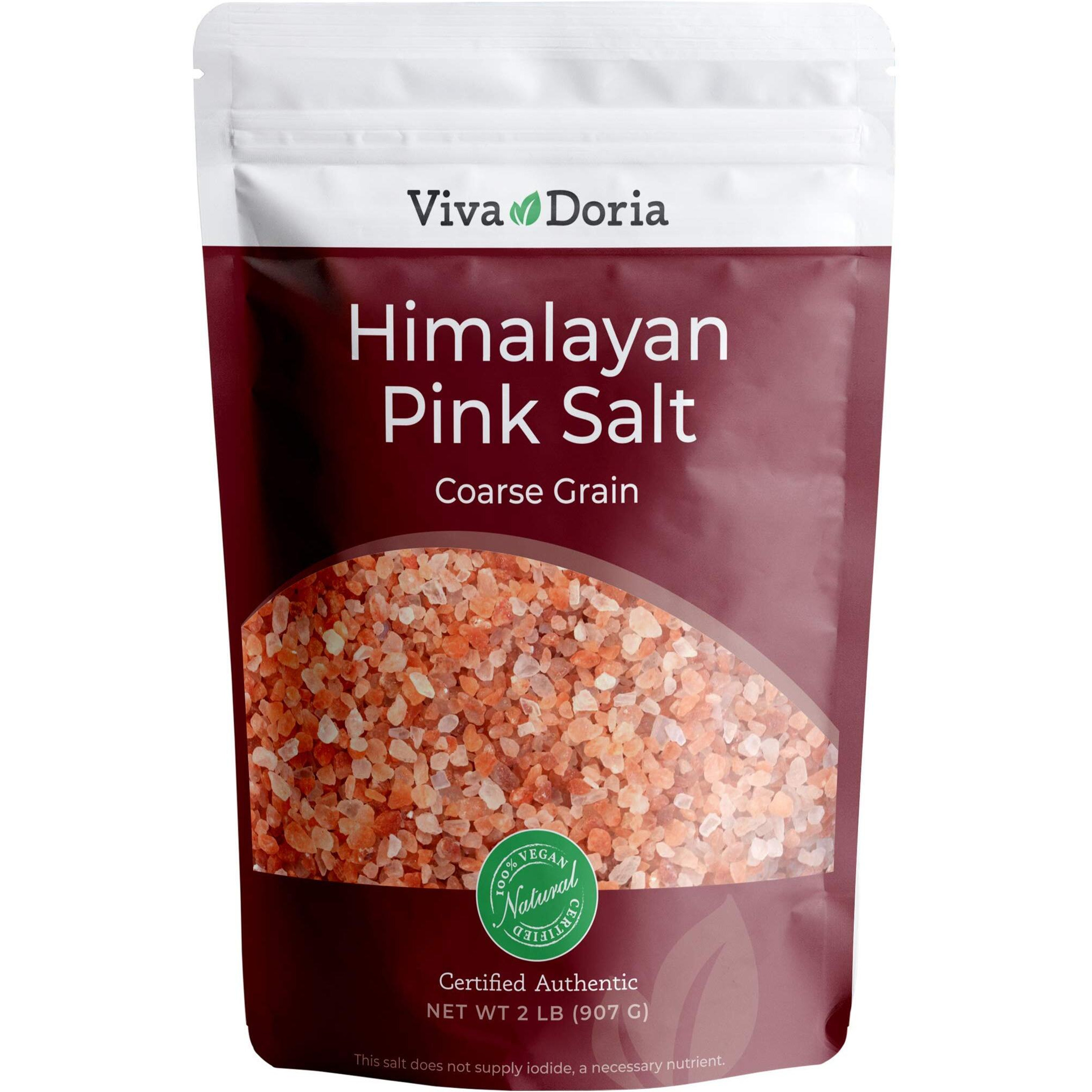 Viva Doria Himalayan Pink Salt, Coarse Grain, Certified Authentic, 2 Lb (907 G) For Grinder Refills