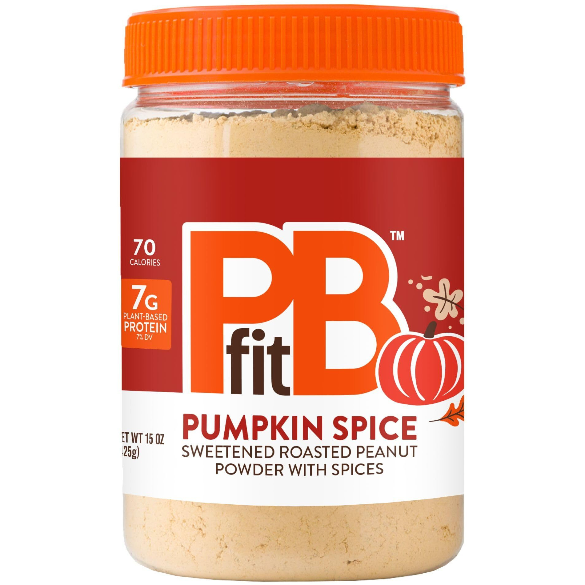 Pbfit Pumpkin Spice All-Natural Peanut Butter Powder, Powdered Peanut Spread From Real Roasted Pressed Peanuts, 15 Oz