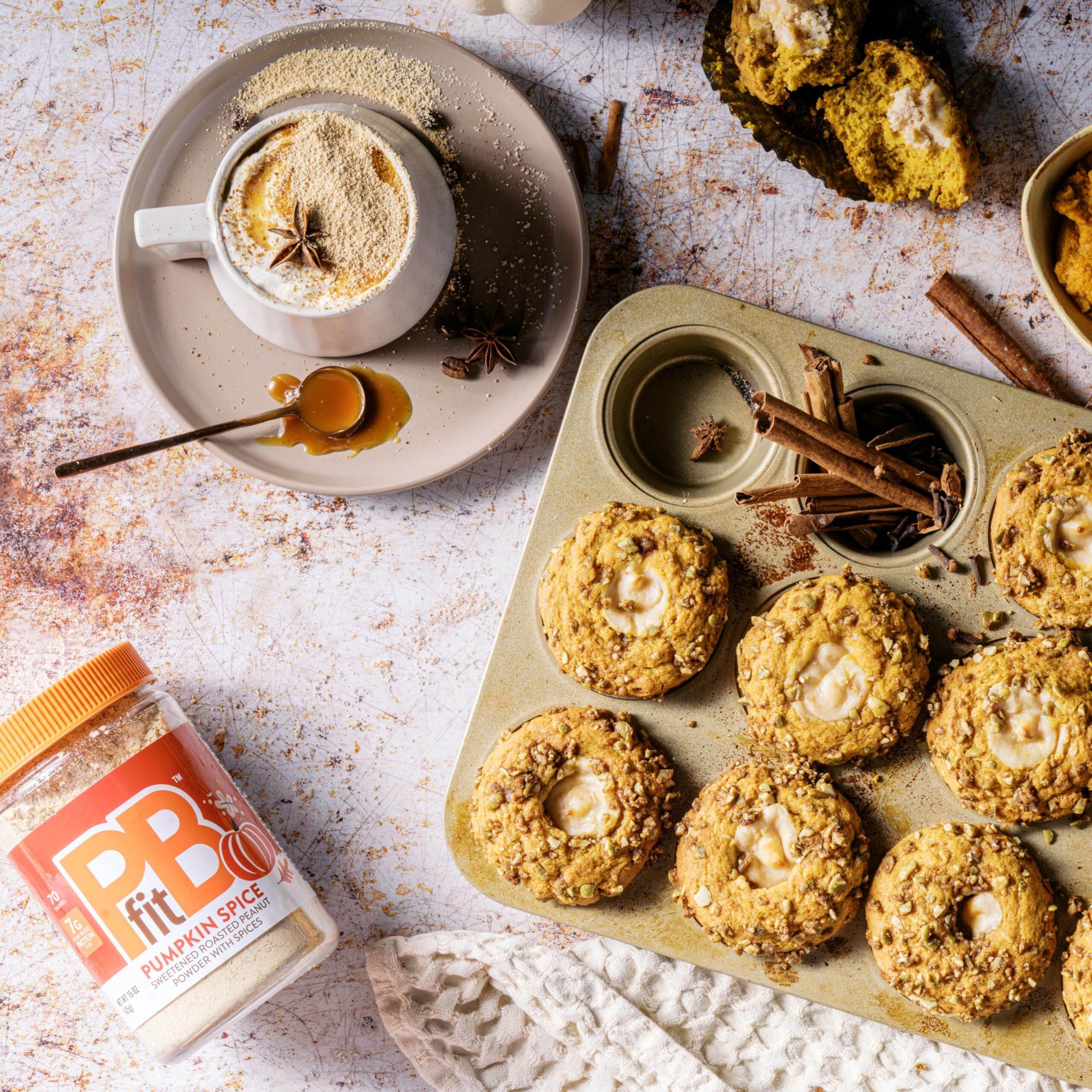 Pbfit Pumpkin Spice All-Natural Peanut Butter Powder, Powdered Peanut Spread From Real Roasted Pressed Peanuts, 15 Oz