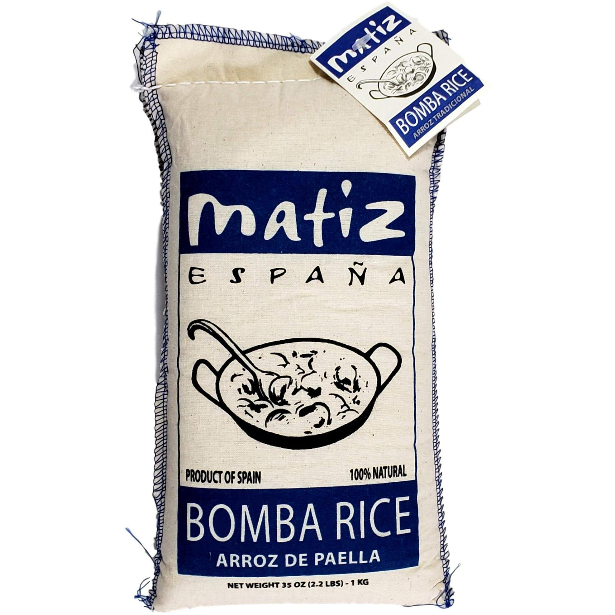 Matiz Espaa Bomba Paella Rice From Spain (2.2 Lbs.) Firm, Natural Spanish Grain | Round, Medium Short | Risotto And Arrow Negro | Gluten Free (1 Bag)