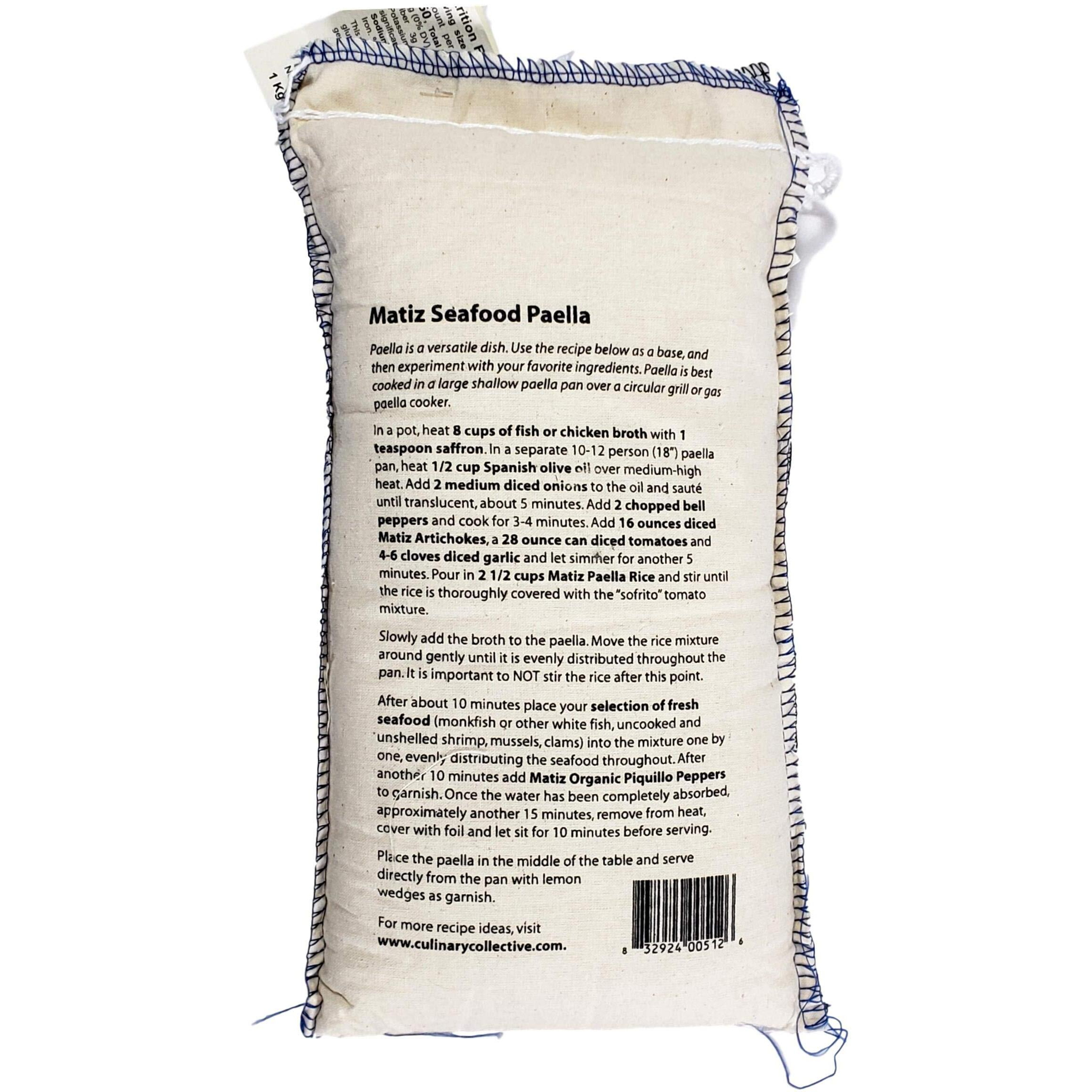 Matiz Espaa Bomba Paella Rice From Spain (2.2 Lbs.) Firm, Natural Spanish Grain | Round, Medium Short | Risotto And Arrow Negro | Gluten Free (1 Bag)