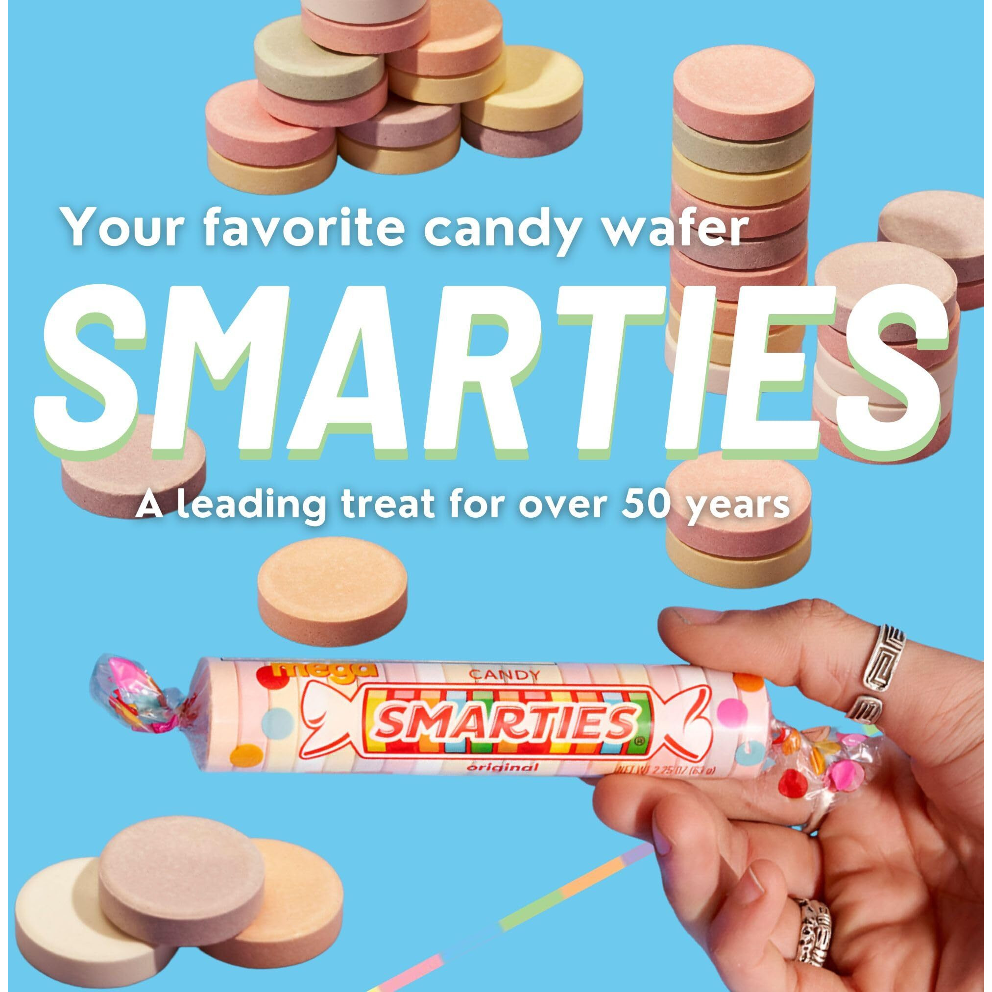 Smarties Double Lollies Individually Wrapped Gluten Free Peanut Fat Free Grape Strawberry Orange Lemon Flavors Perfect For Birthdays & Halloween Parties Made By Us Candy Company Since 1949-9 Oz Bag