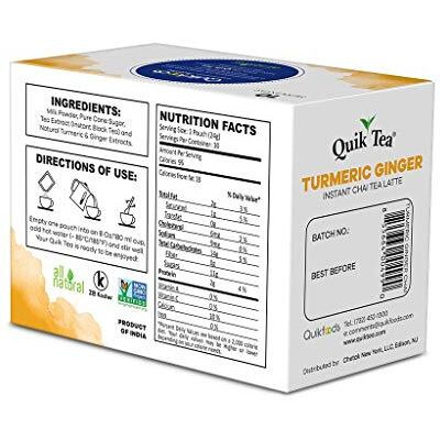 Quiktea Chai Latte, Turmeric Ginger, 10 Count (Pack Of 10)
