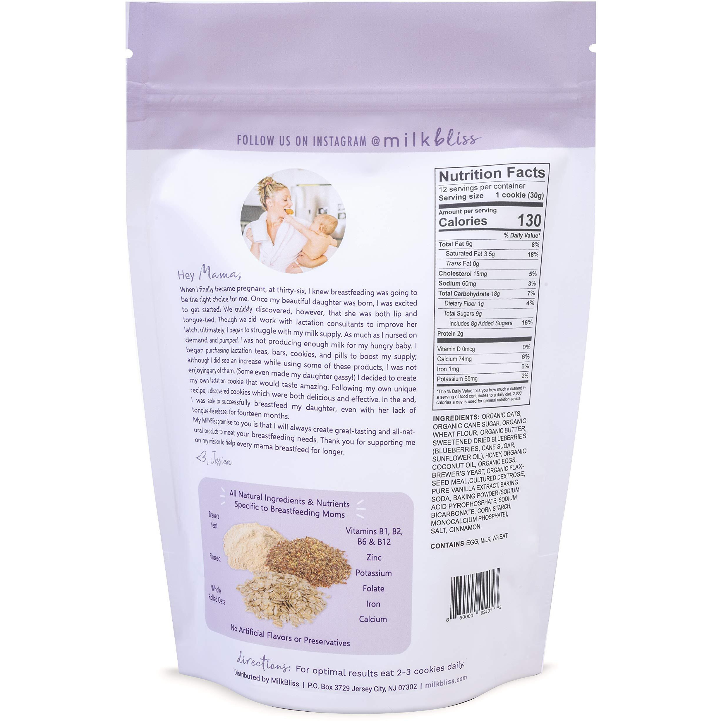 Milkbliss Wild Blueberry Soft Baked Oatmeal Lactation Cookies For Breastfeeding Support To Increase Breastmilk Supply, 12 Oz