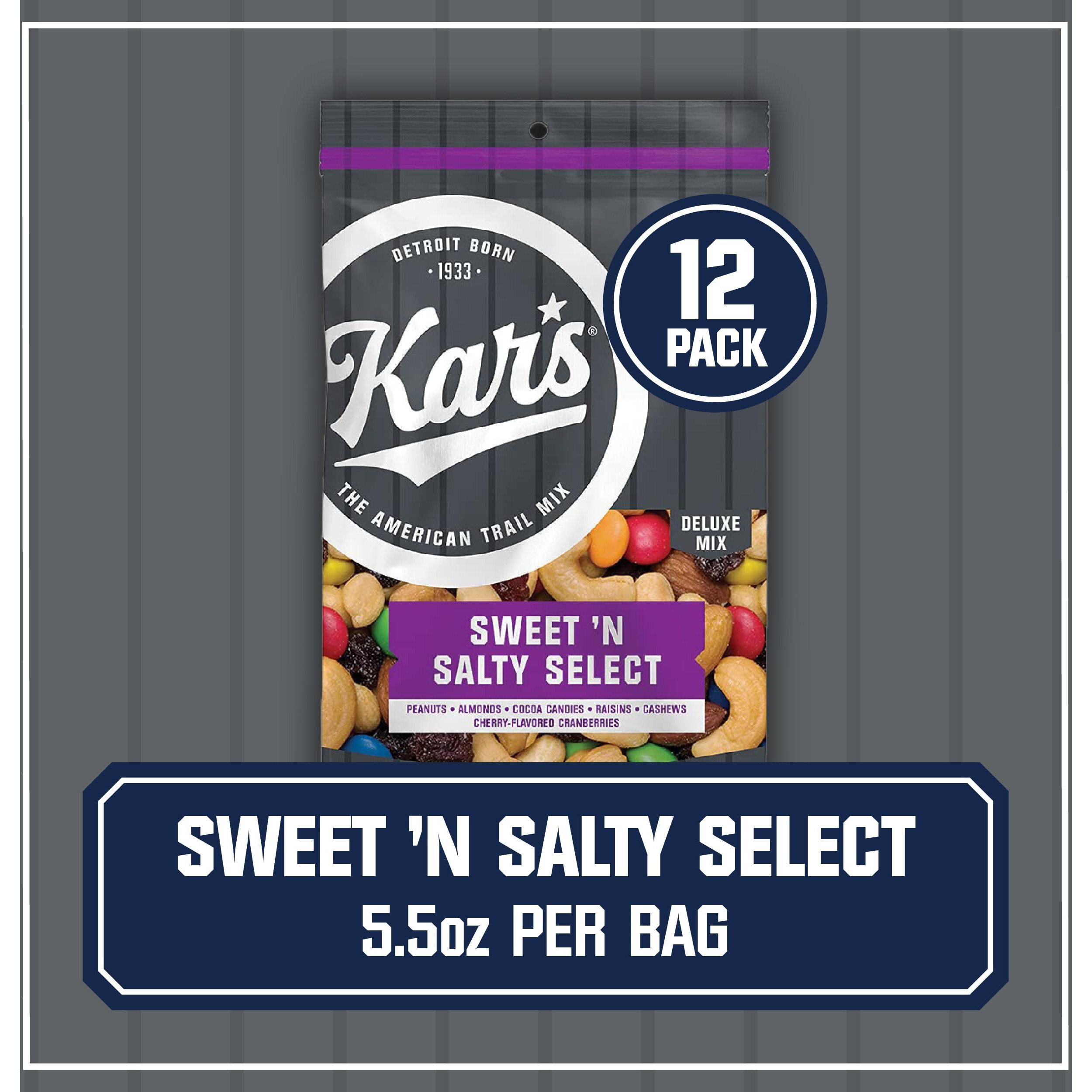 Kars Nuts Sweet N Salty Select Trail Mix - 5.5 Oz Snack Pack, Pack Of 12 - Snacks For Adults And Kids