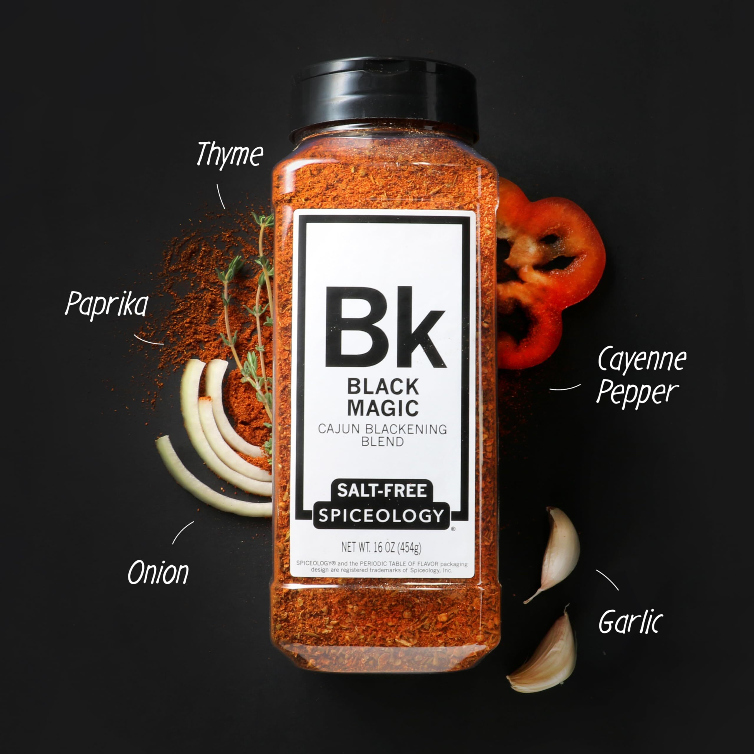 Spiceology - Black Magic - Cajun Blackening Spice Blend - Salt-Free - Spicy Creole Dry Rub And Seasoning - Use On Beef, Chicken, Mac N' Cheese, Turkey, Butter, Seafood Or Nuts - 16 Oz
