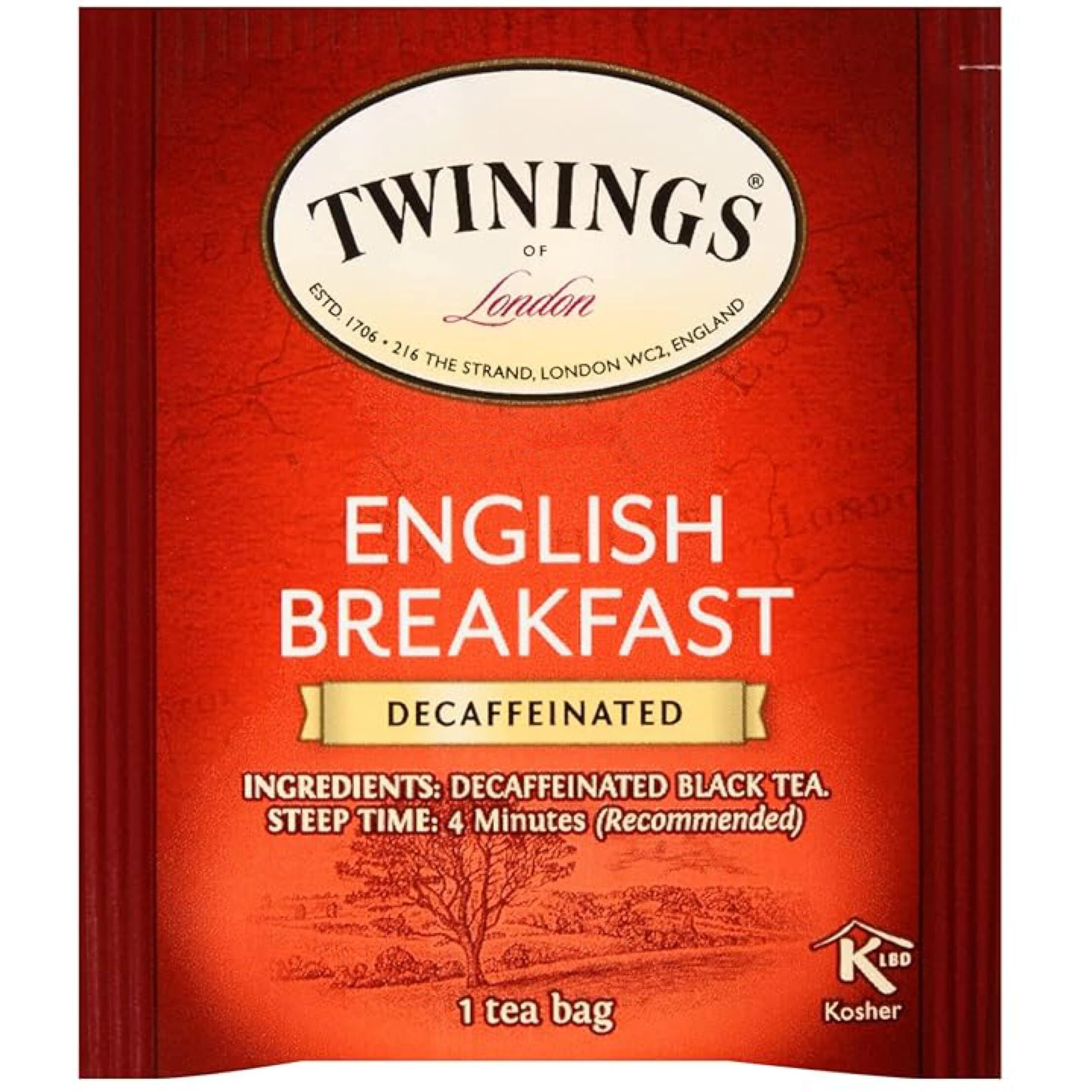 Twinings Decaffeinated English Breakfast Black Tea Individually Wrapped Bags, 25 Count (Pack Of 6), Flavourful, Robust, Enjoy Hot Or Iced | Packaging May Vary